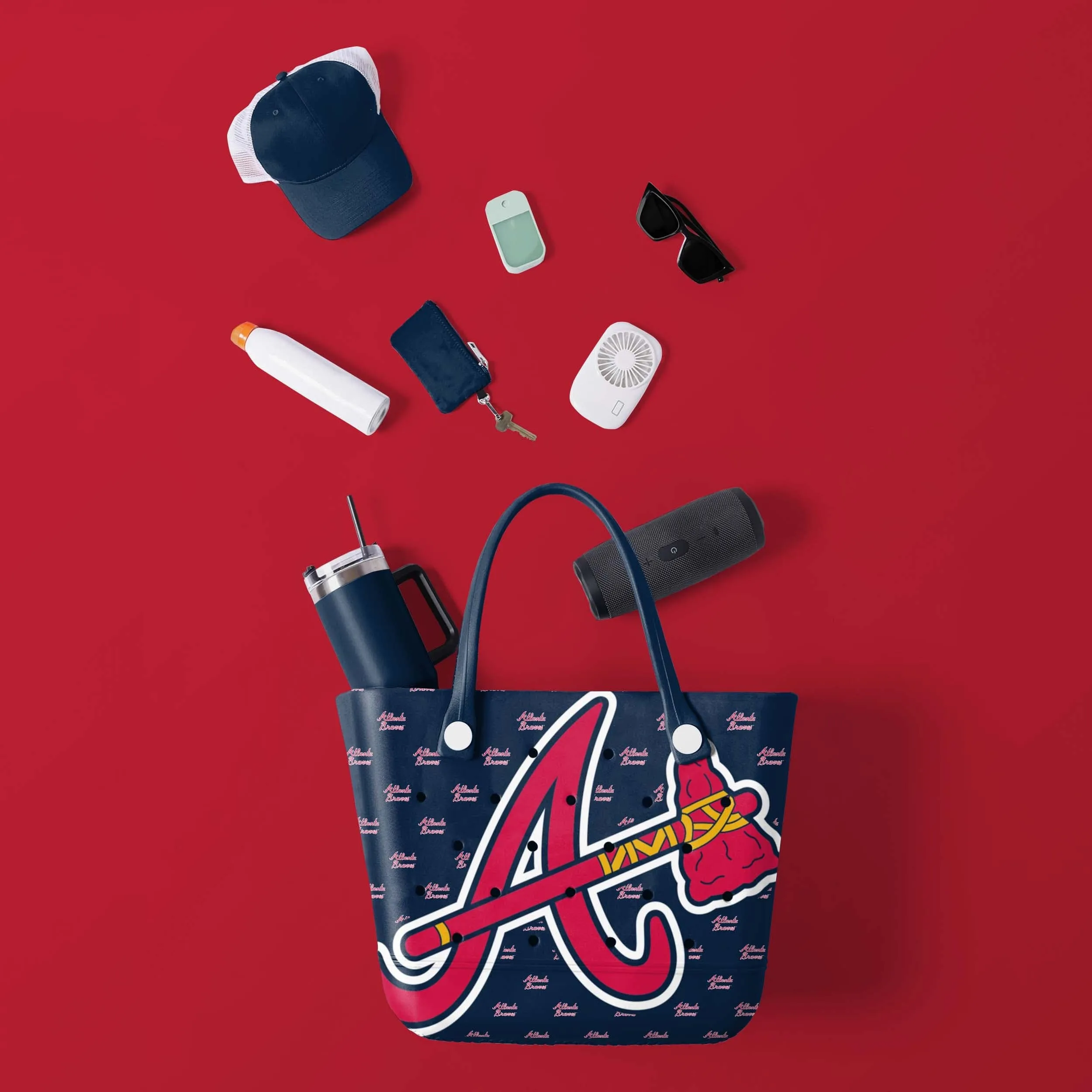 Atlanta Braves MLB Big Logo Mini Print Tailgate Tote Bag (PREORDER - SHIPS LATE JUNE)