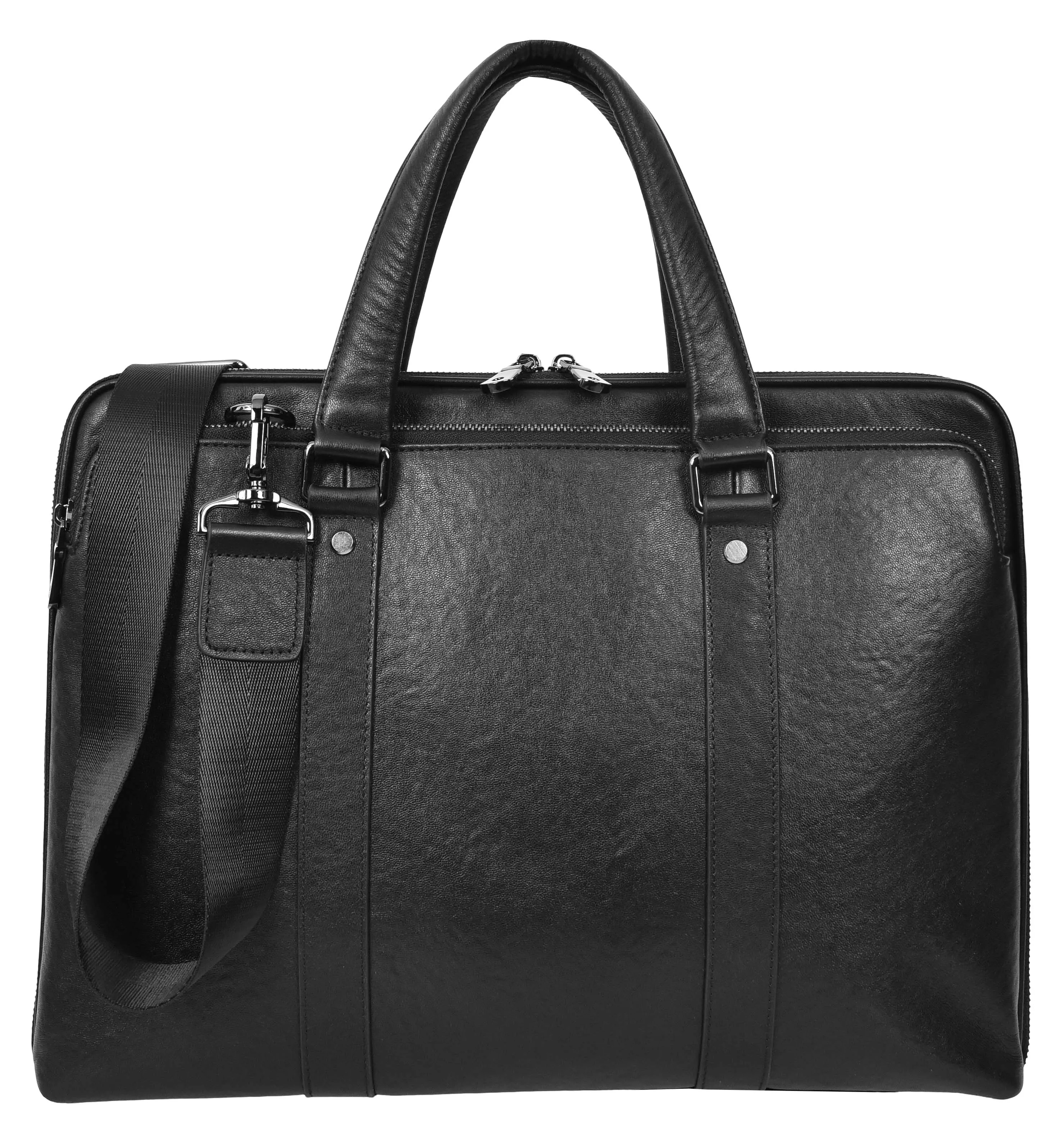 Bagify Genuine Leather Cross-Body Travel Briefcase Black