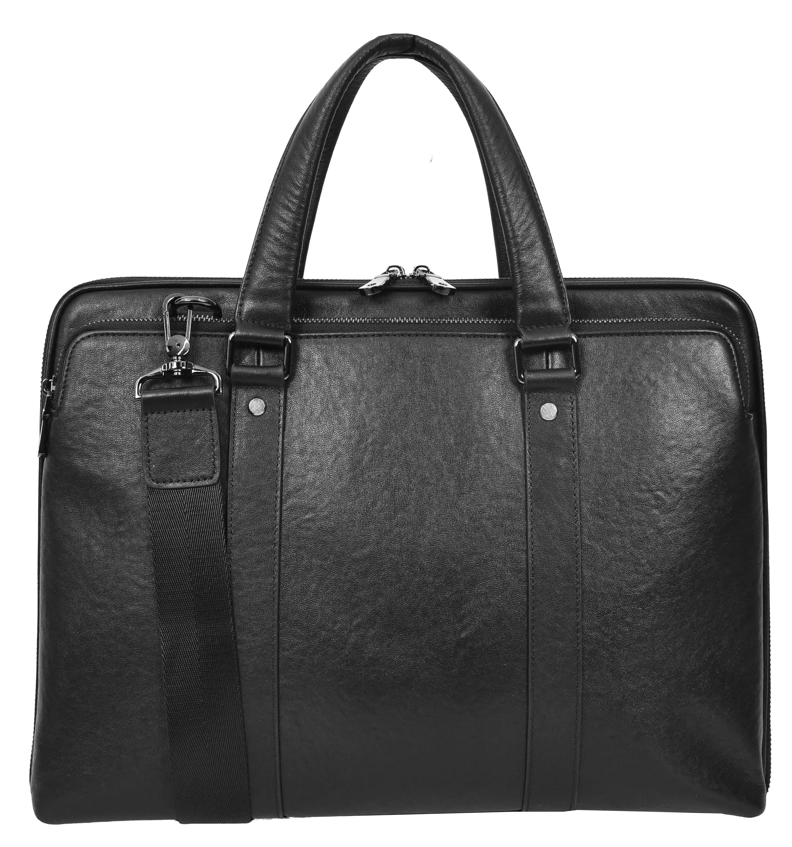 Bagify Genuine Leather Cross-Body Travel Briefcase Black