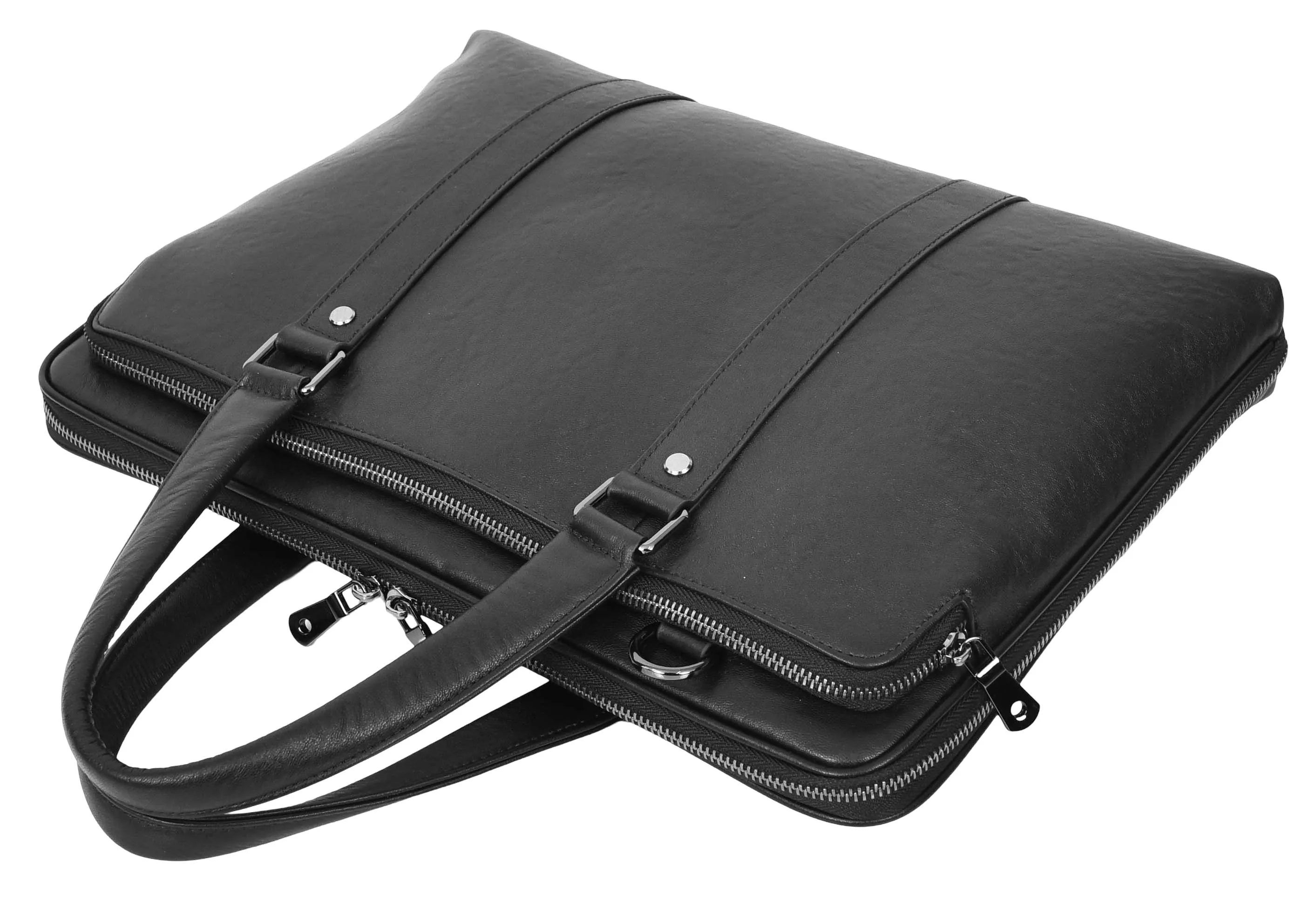 Bagify Genuine Leather Cross-Body Travel Briefcase Black
