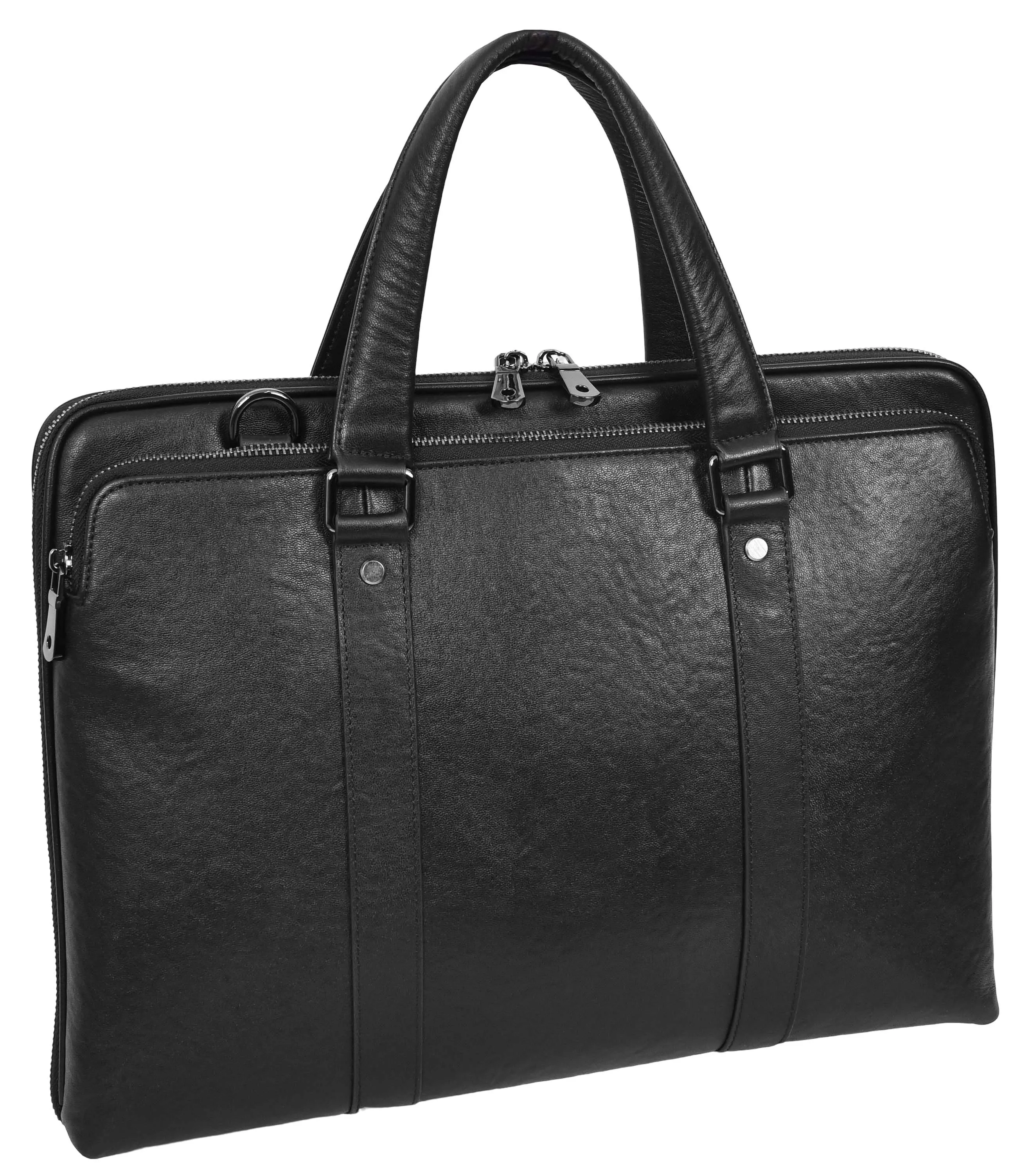 Bagify Genuine Leather Cross-Body Travel Briefcase Black