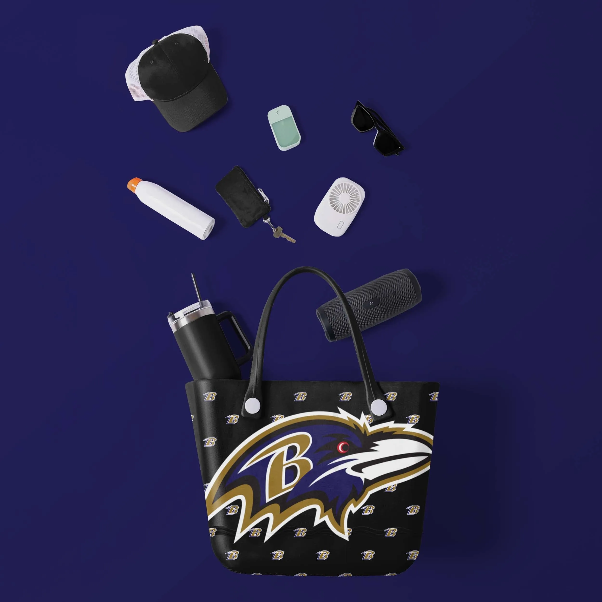 Baltimore Ravens Big Logo Mini Print Tailgate Tote Bag