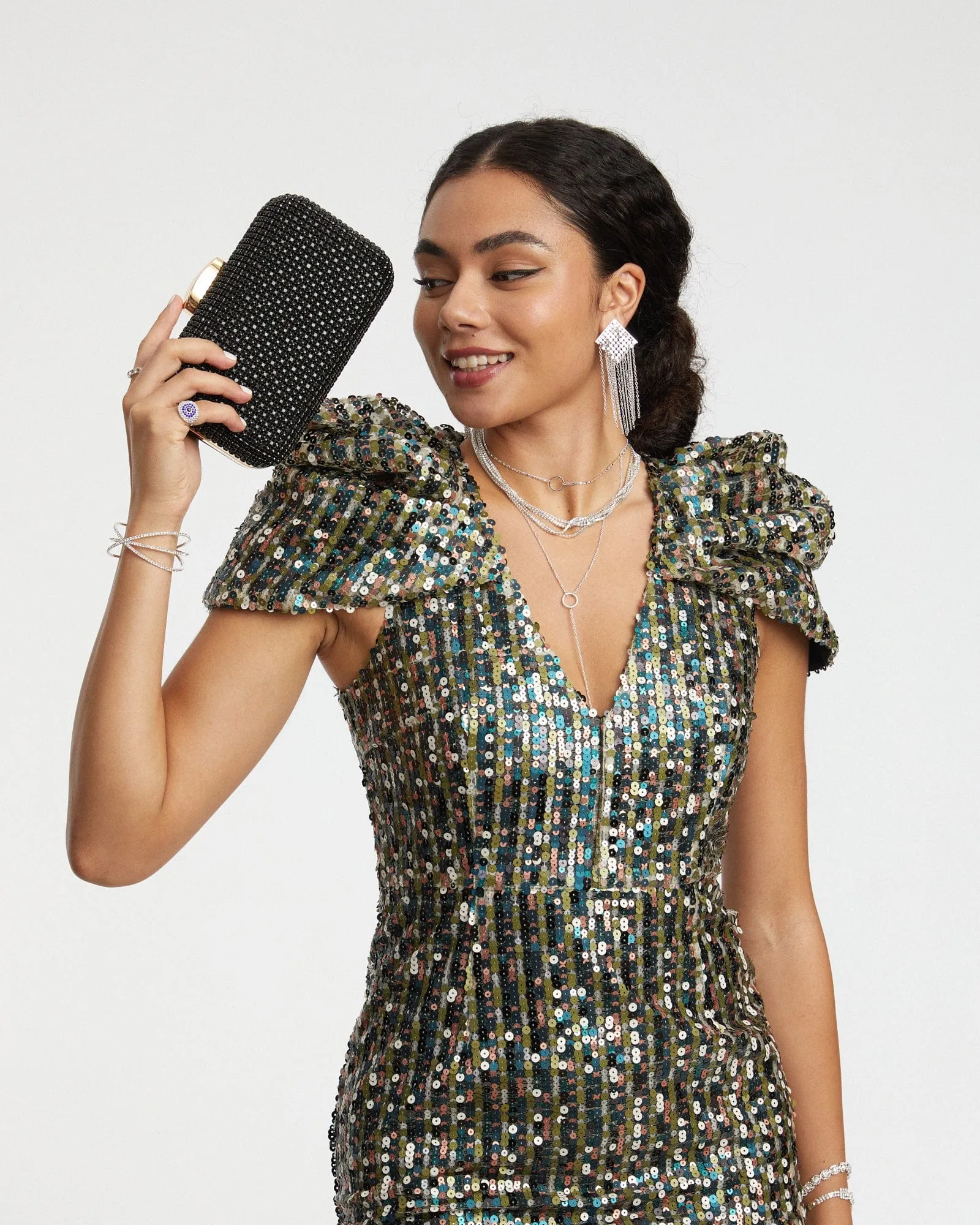 Black Crystal Hardcase Clutch Bag