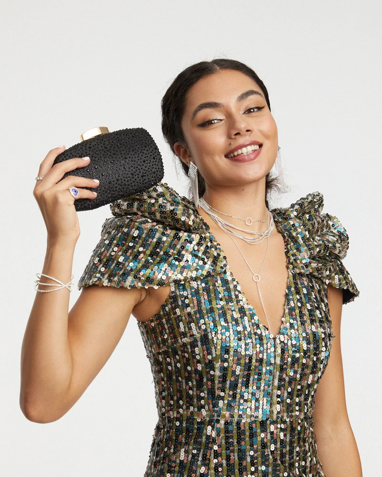 Black Crystal Hardcase Clutch Bag