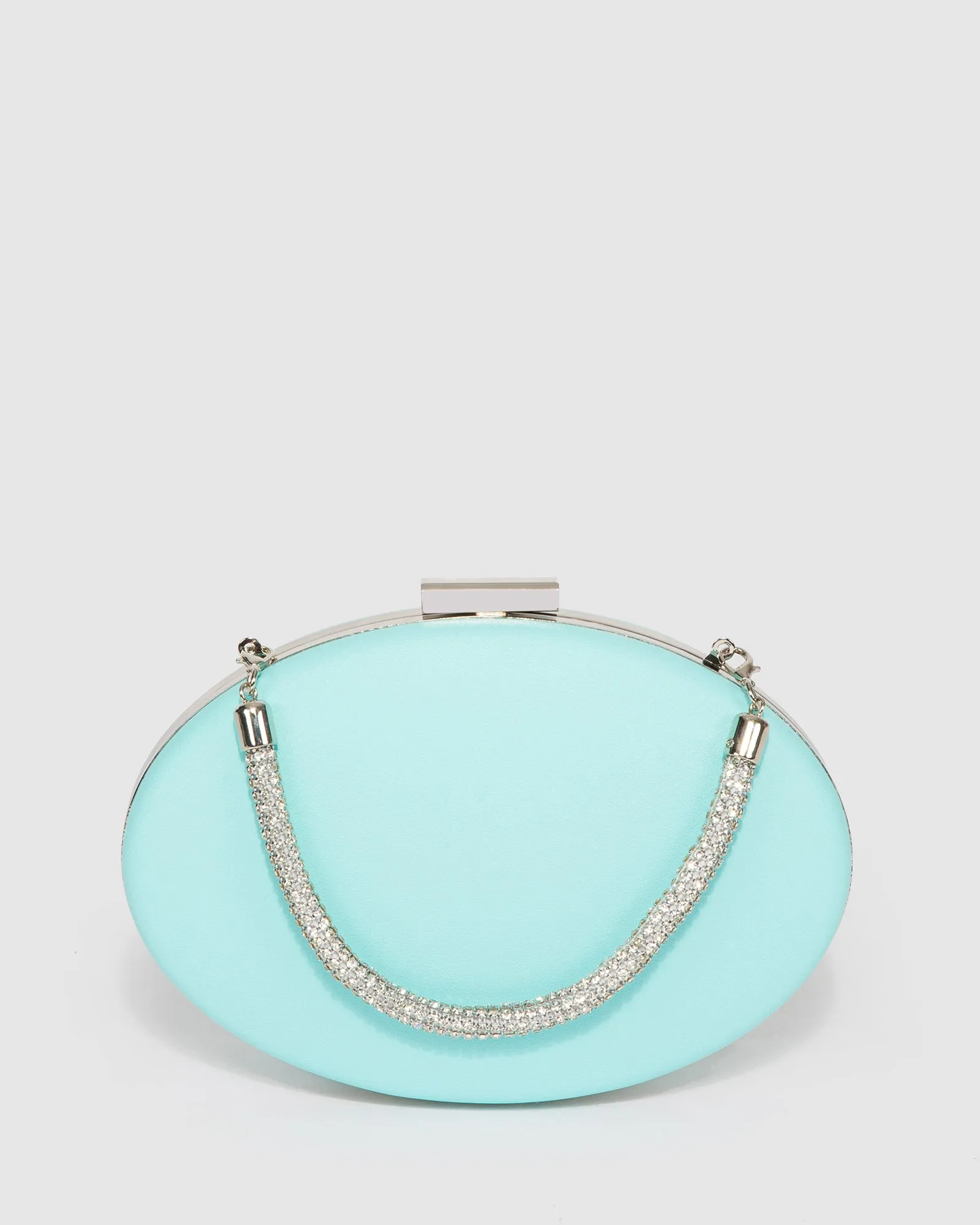 Blue Carmen Crystal Handle Clutch Bag