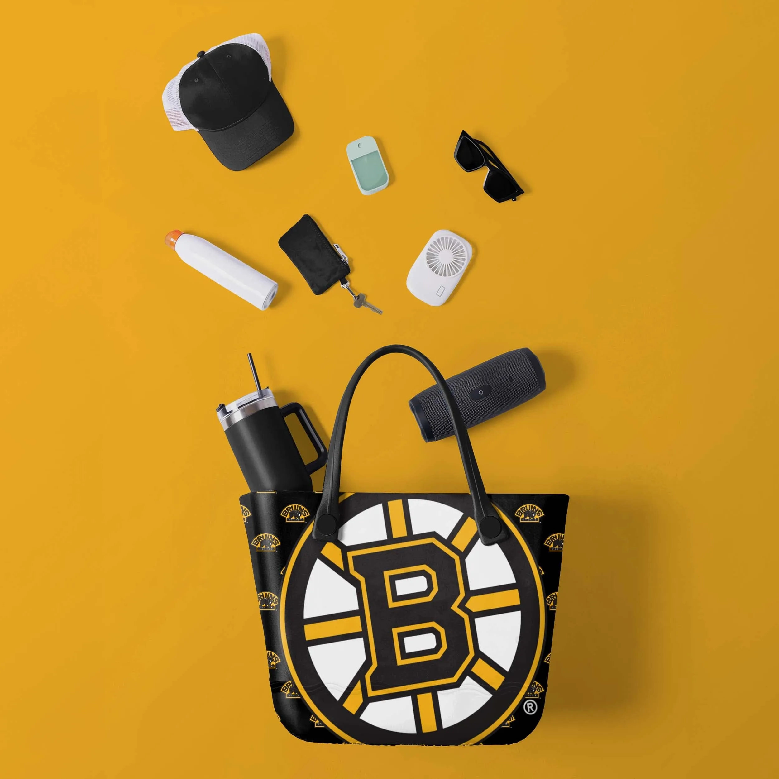 Boston Bruins Big Logo Mini Print Tailgate Tote Bag