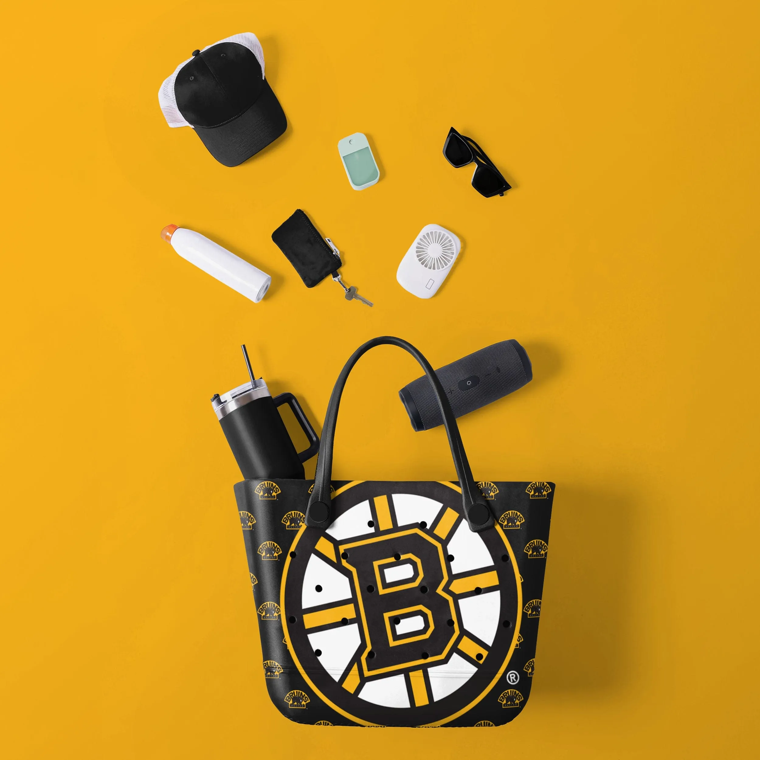 Boston Bruins NHL Big Logo Mini Print Tailgate Tote Bag (PREORDER - SHIPS LATE JANUARY)