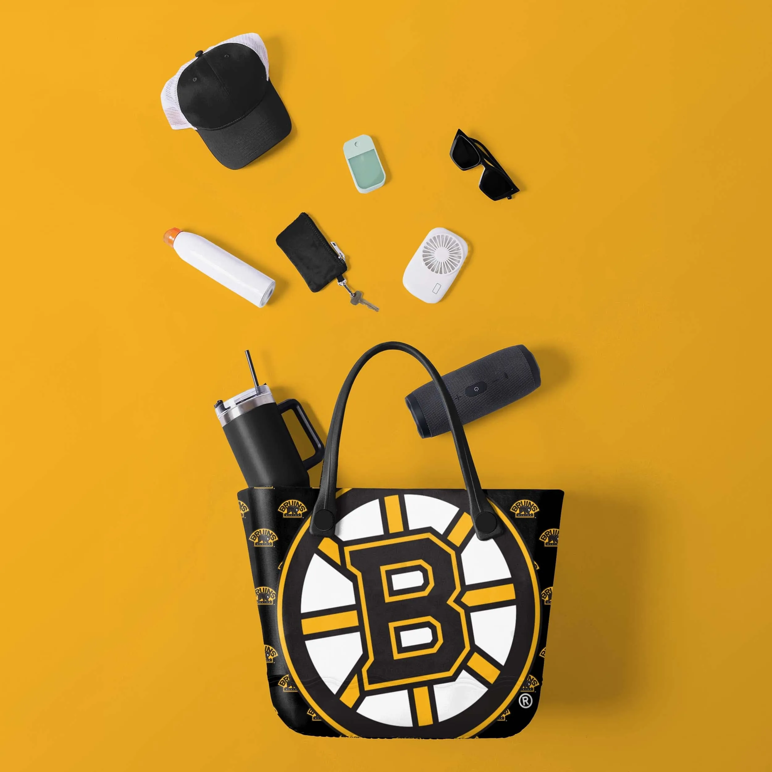 Boston Bruins NHL Big Logo Mini Print Tailgate Tote Bag
