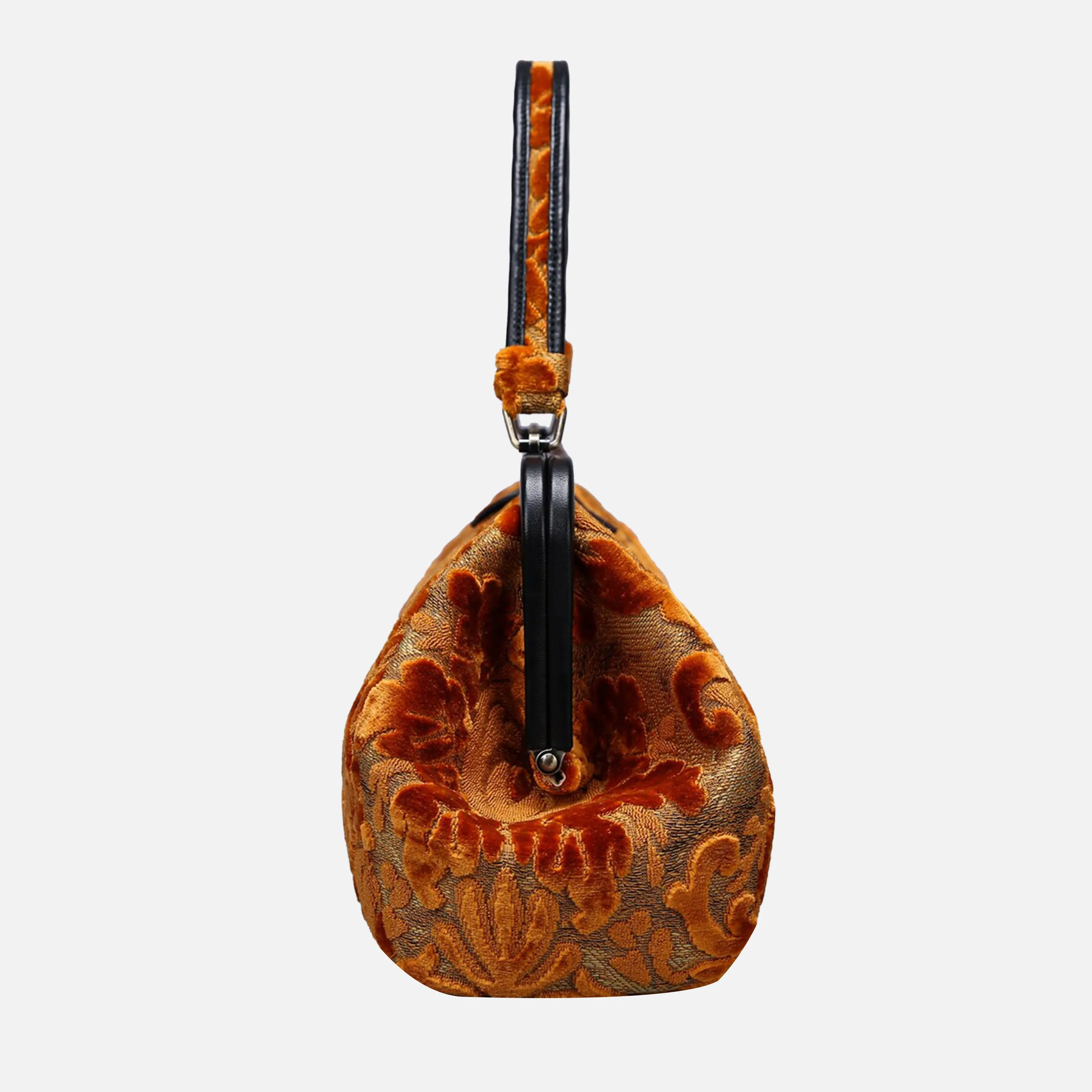 Burnout Velvet Orange Top Handle Purse