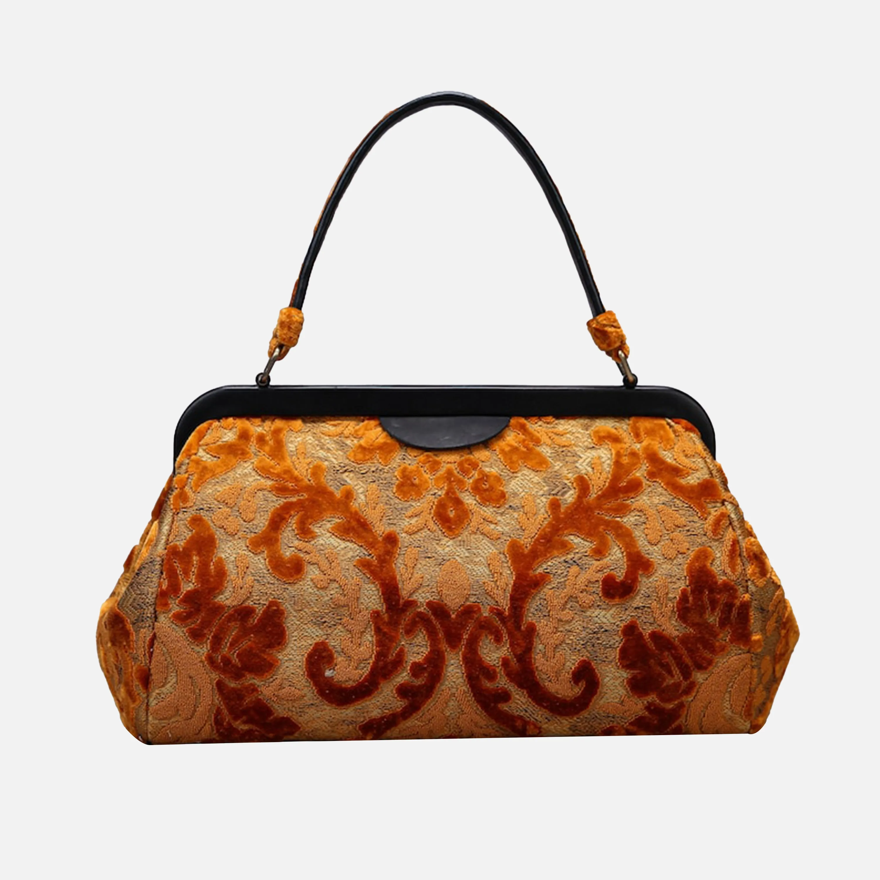 Burnout Velvet Orange Top Handle Purse