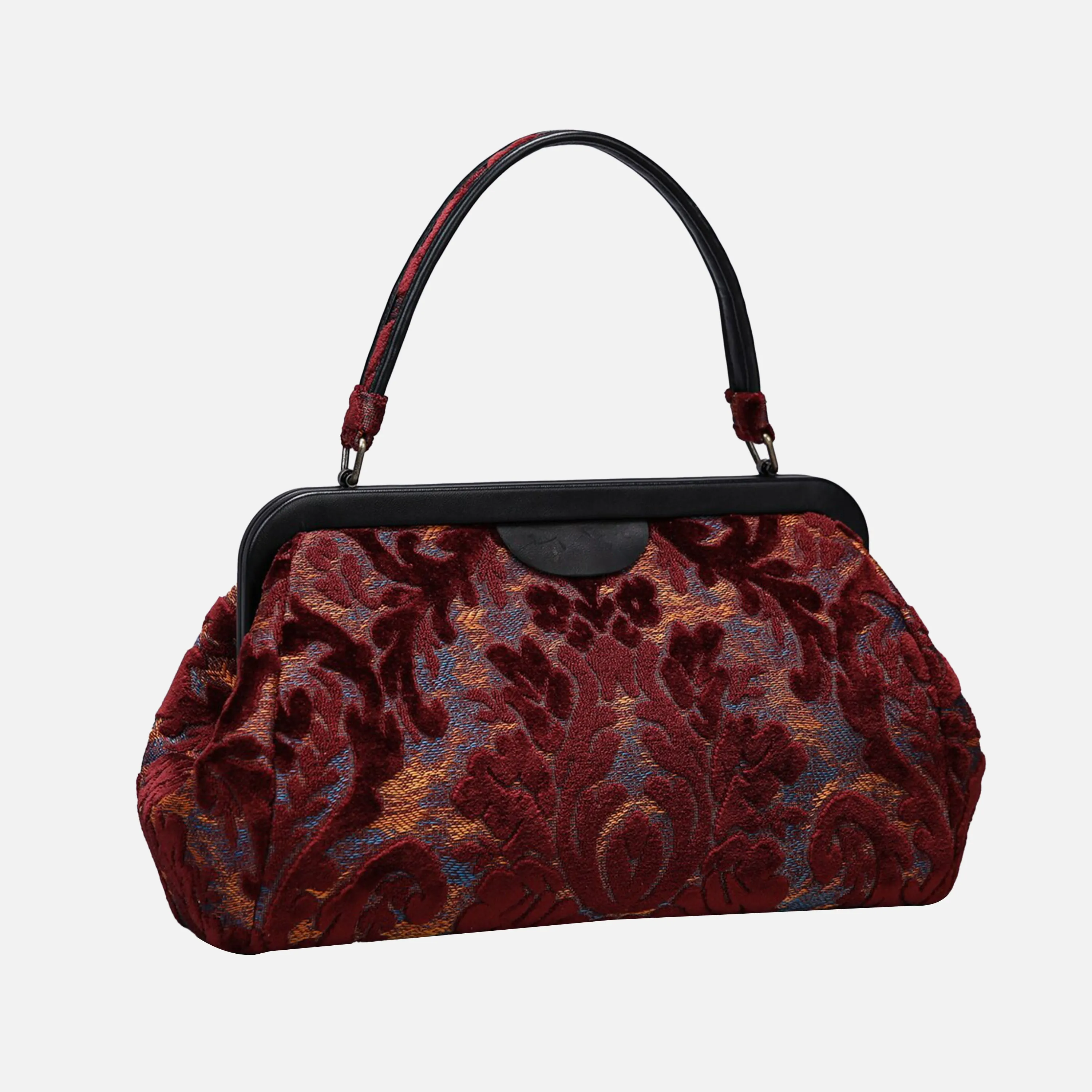 Burnout Velvet Wine Top Handle Purse