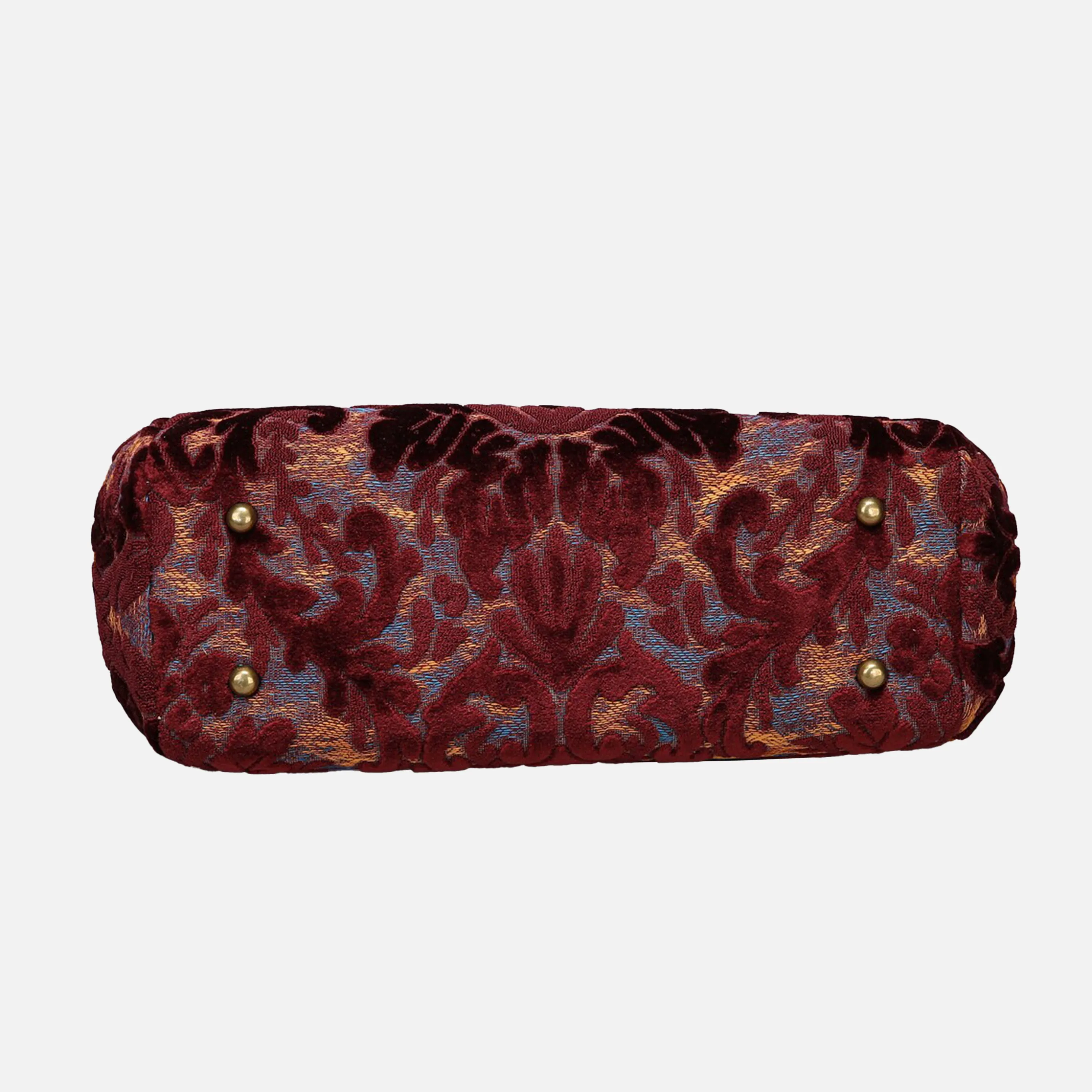 Burnout Velvet Wine Top Handle Purse