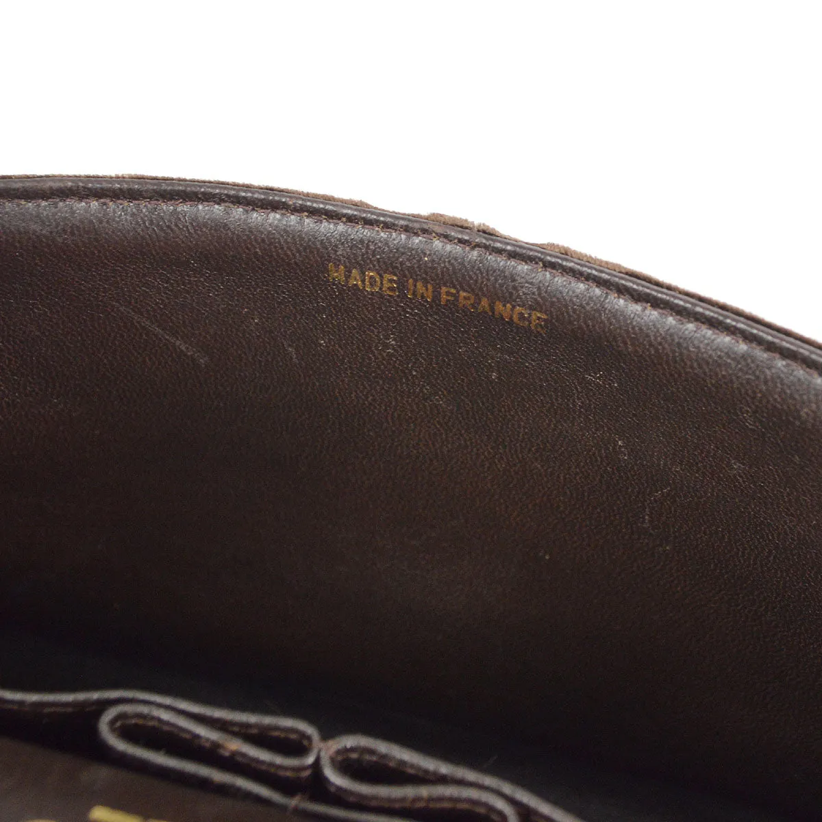 CHANEL * 1994-1996 Classic Double Flap Small Brown Velvet 56387