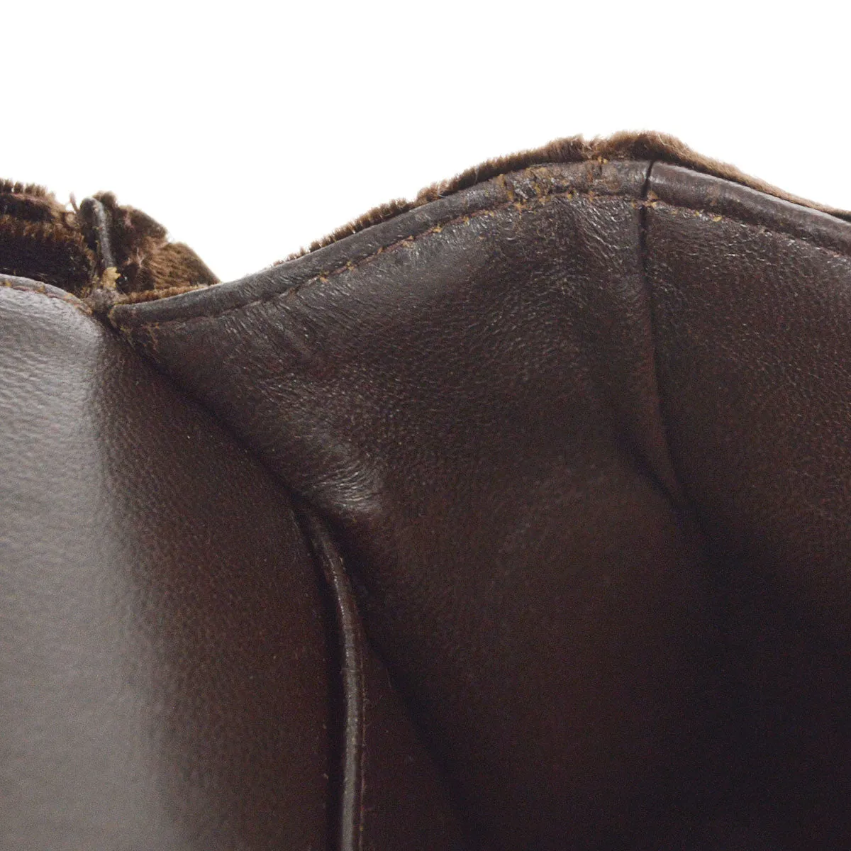 CHANEL * 1994-1996 Classic Double Flap Small Brown Velvet 56387