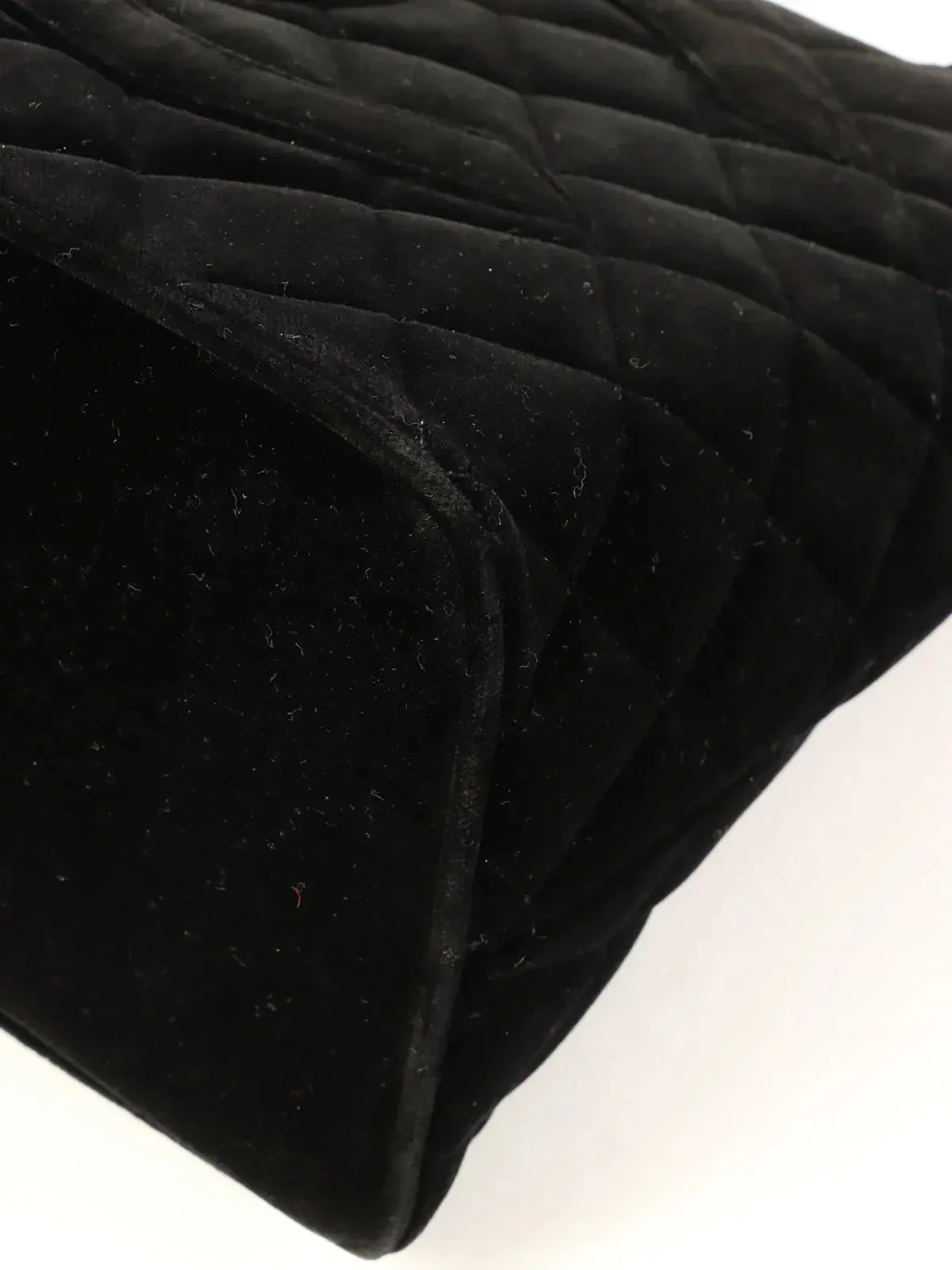 CHANEL Around 1998 Made Velvet Cc Mark Stitch Revival Tote Bag Black