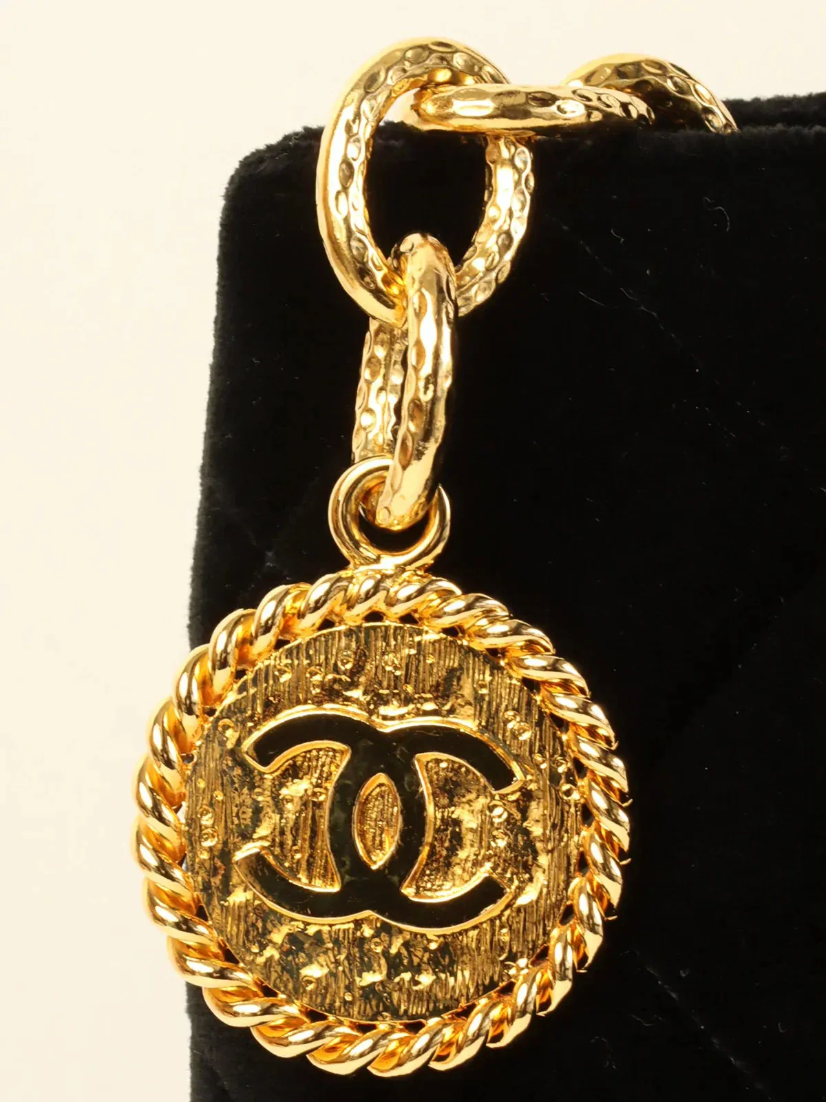 CHANEL Around 1998 Made Velvet Cc Mark Stitch Revival Tote Bag Black
