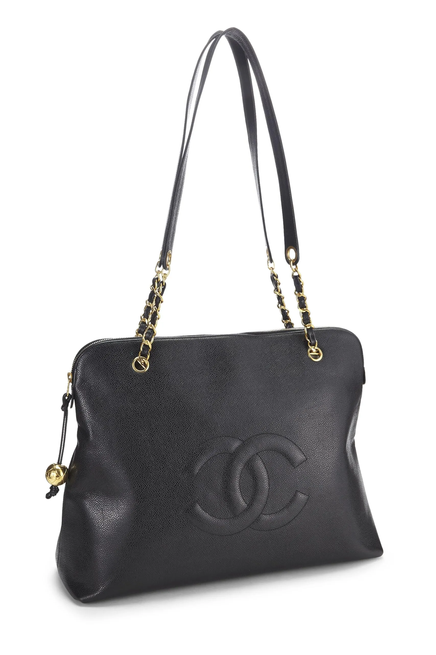 Chanel,  Black Caviar Zip Tote Large, Black