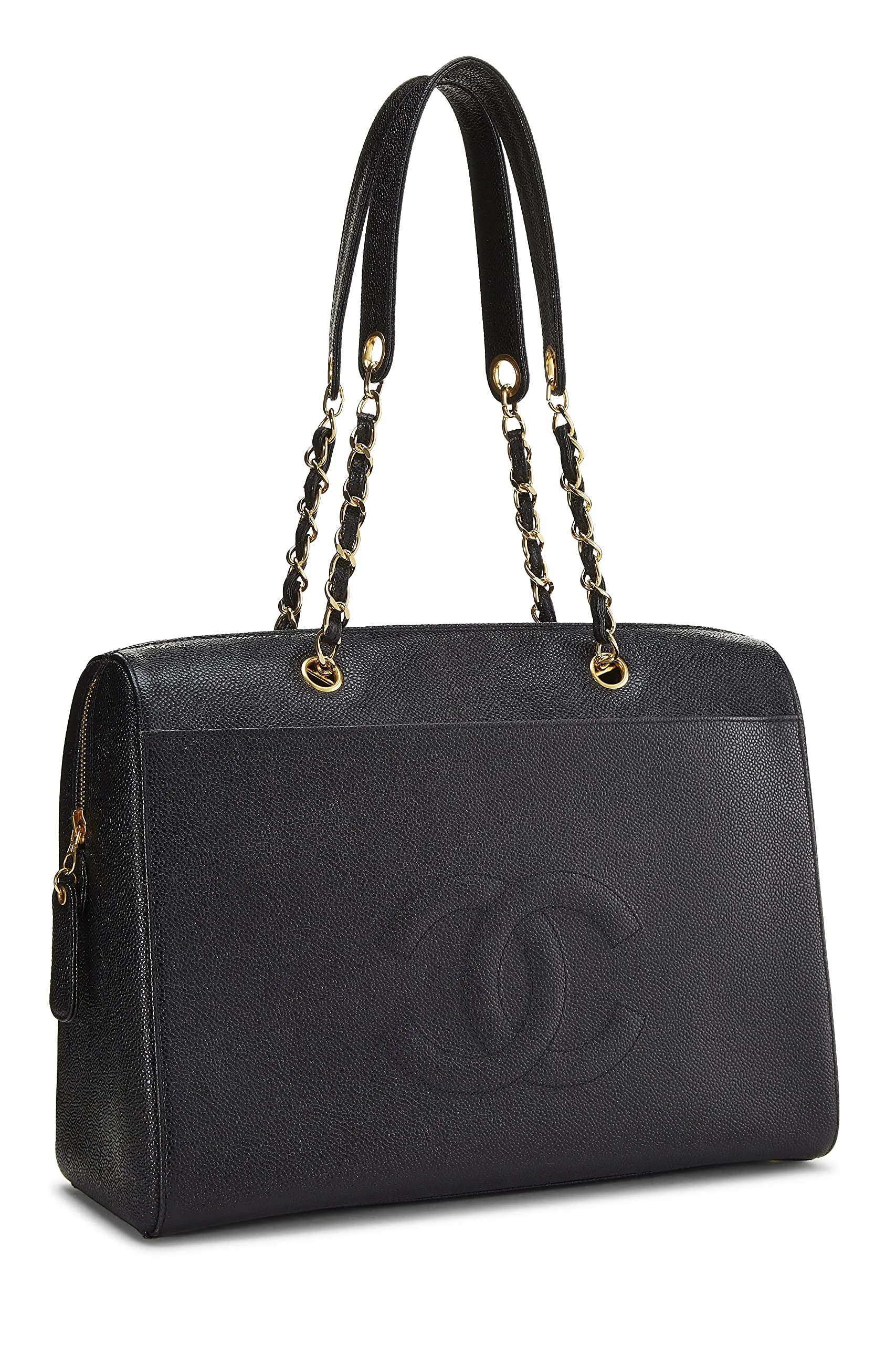 Chanel,  Black Caviar Zip Tote Small, Black