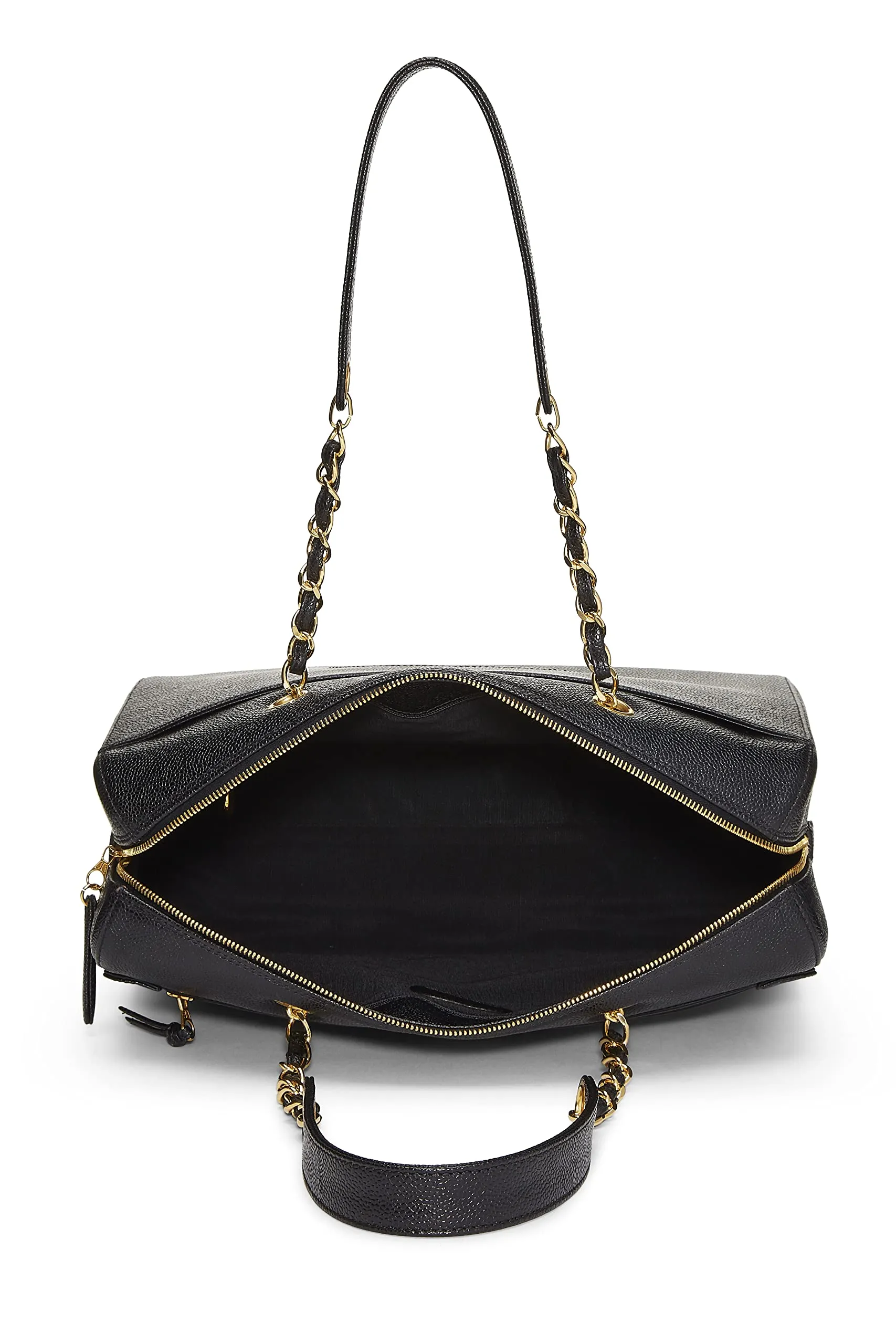 Chanel,  Black Caviar Zip Tote Small, Black