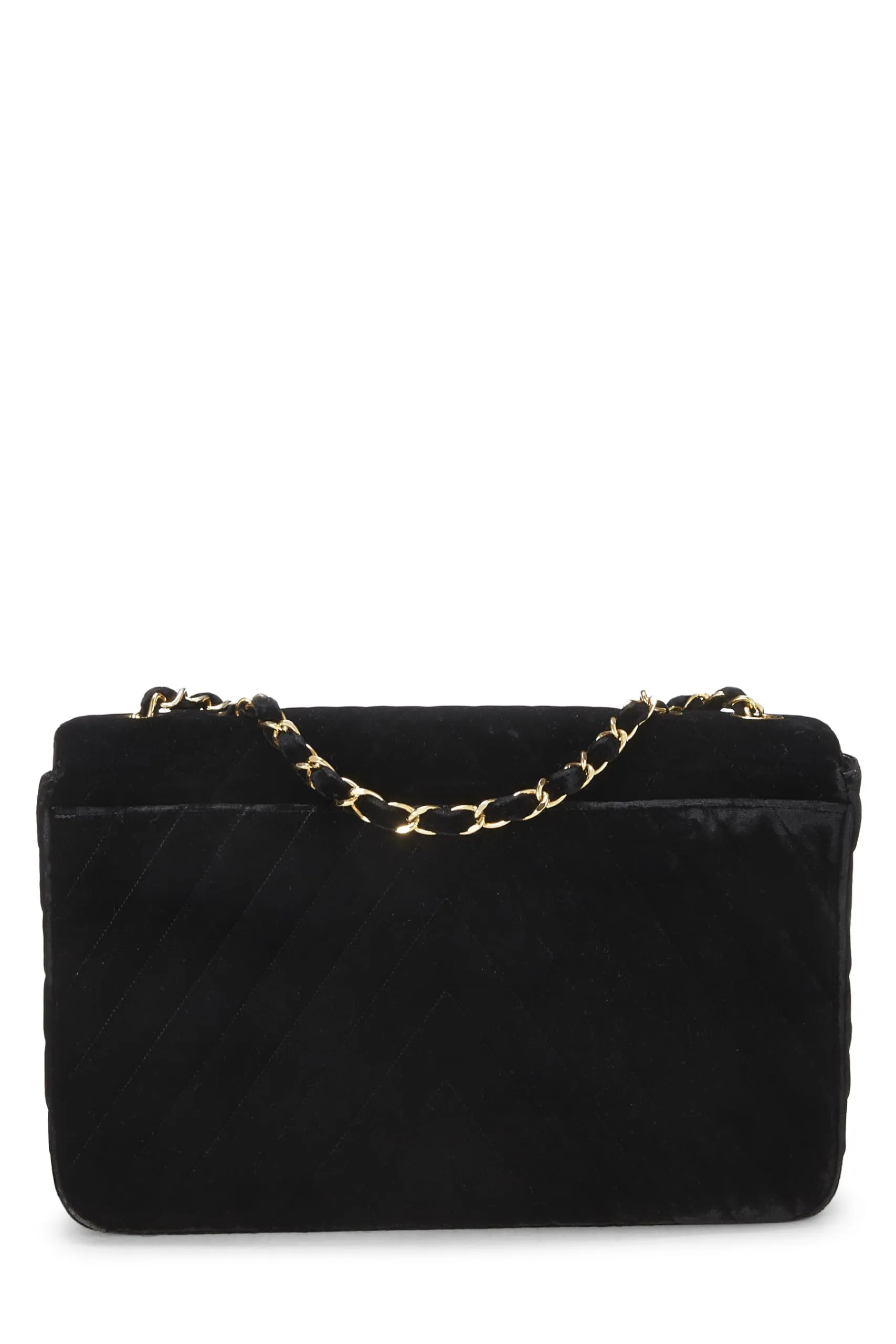 Chanel,  Black Velvet Chevron Flap Maxi, Black