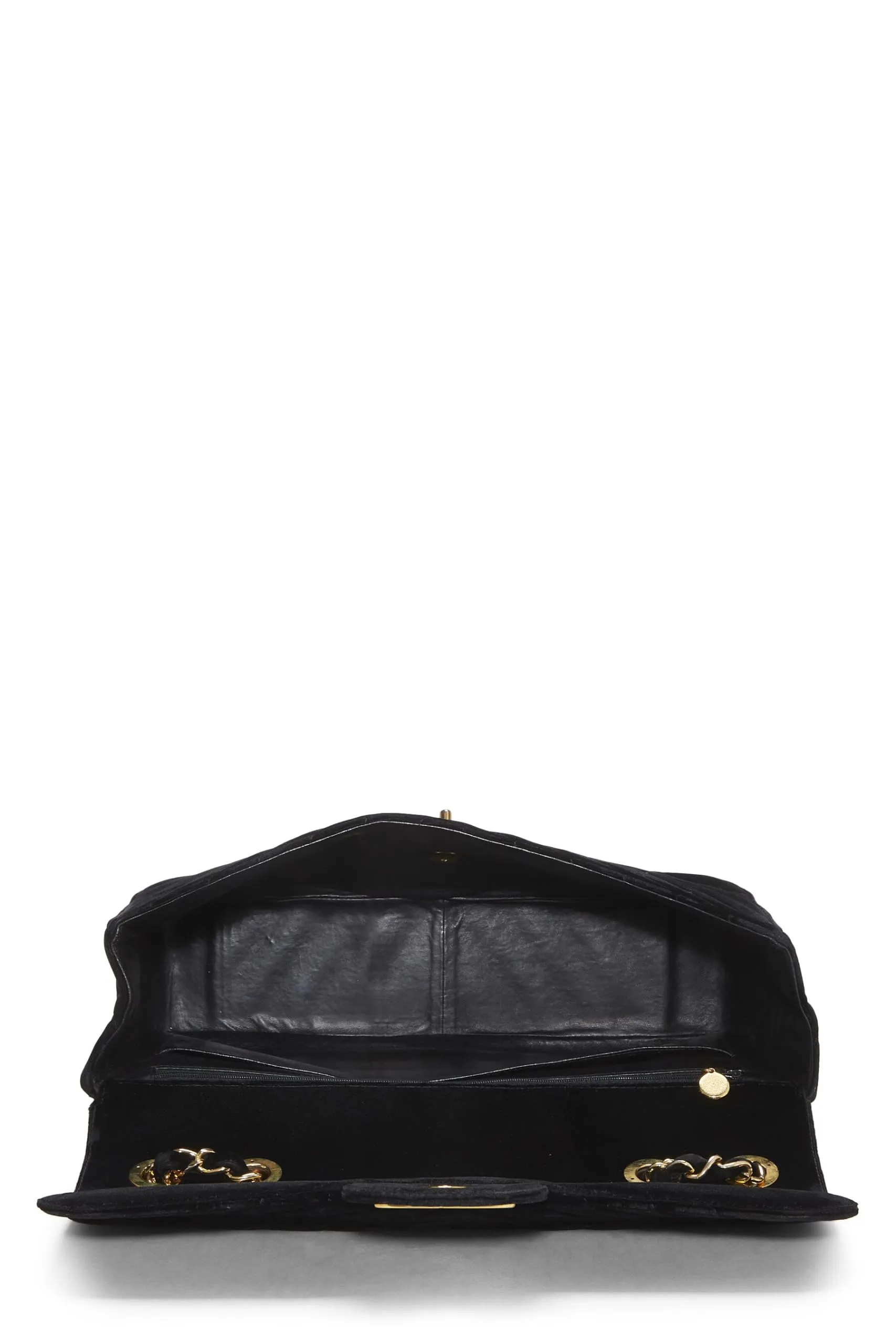 Chanel,  Black Velvet Chevron Flap Maxi, Black