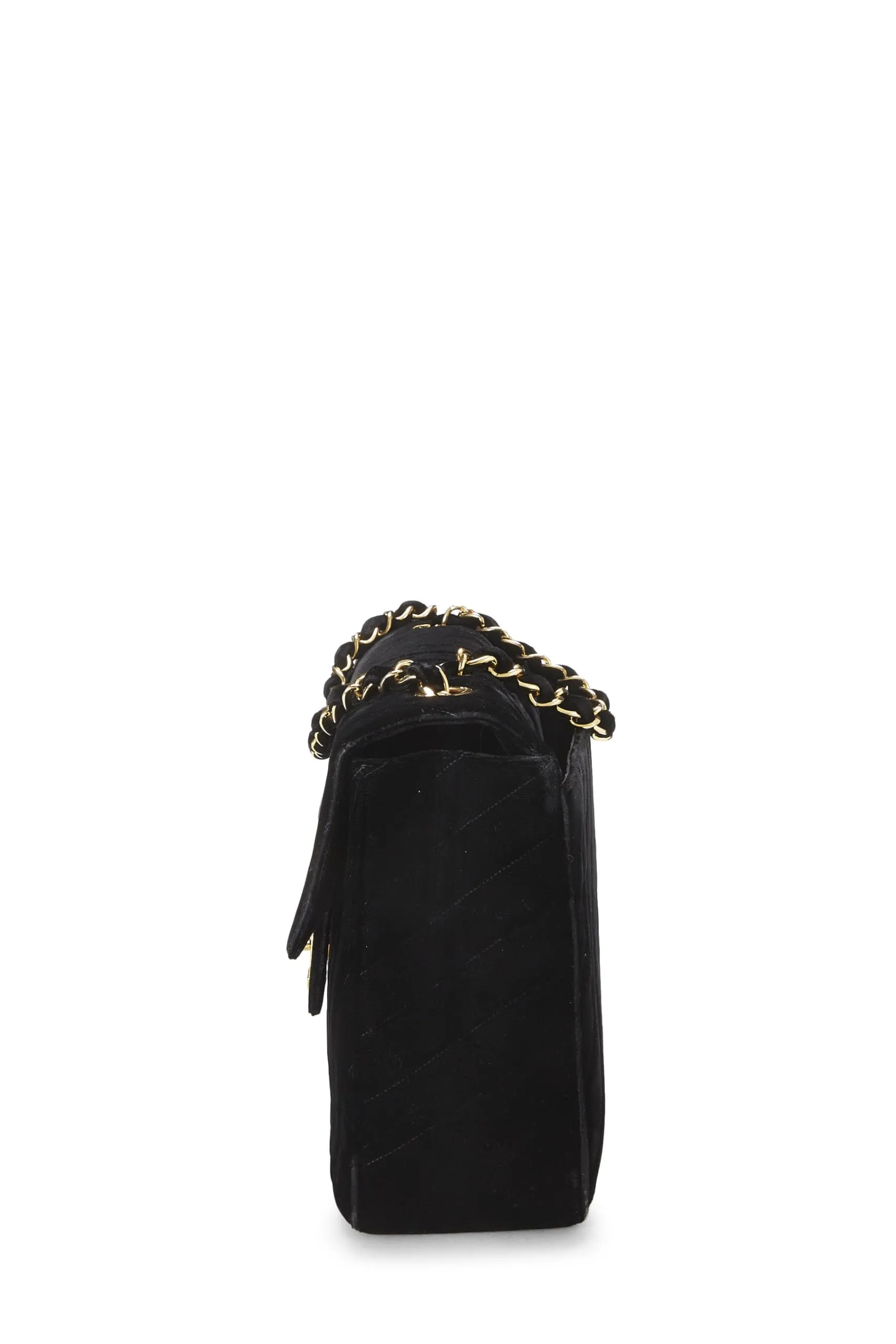 Chanel,  Black Velvet Chevron Flap Maxi, Black