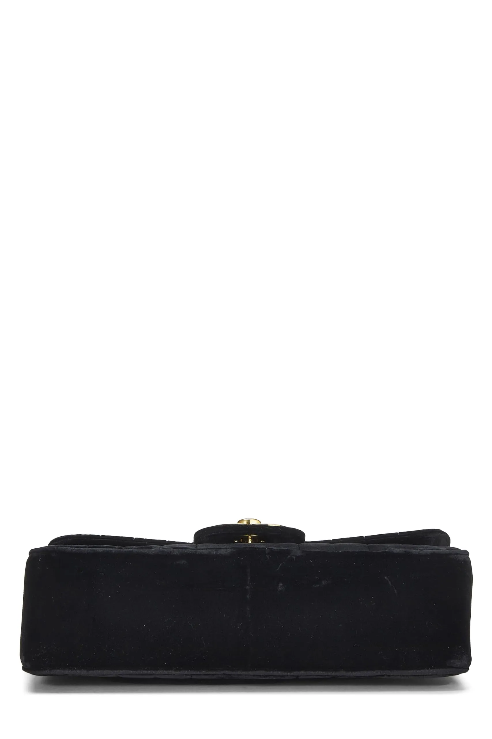 Chanel,  Black Vertical Velvet Half Flap Jumbo, Black