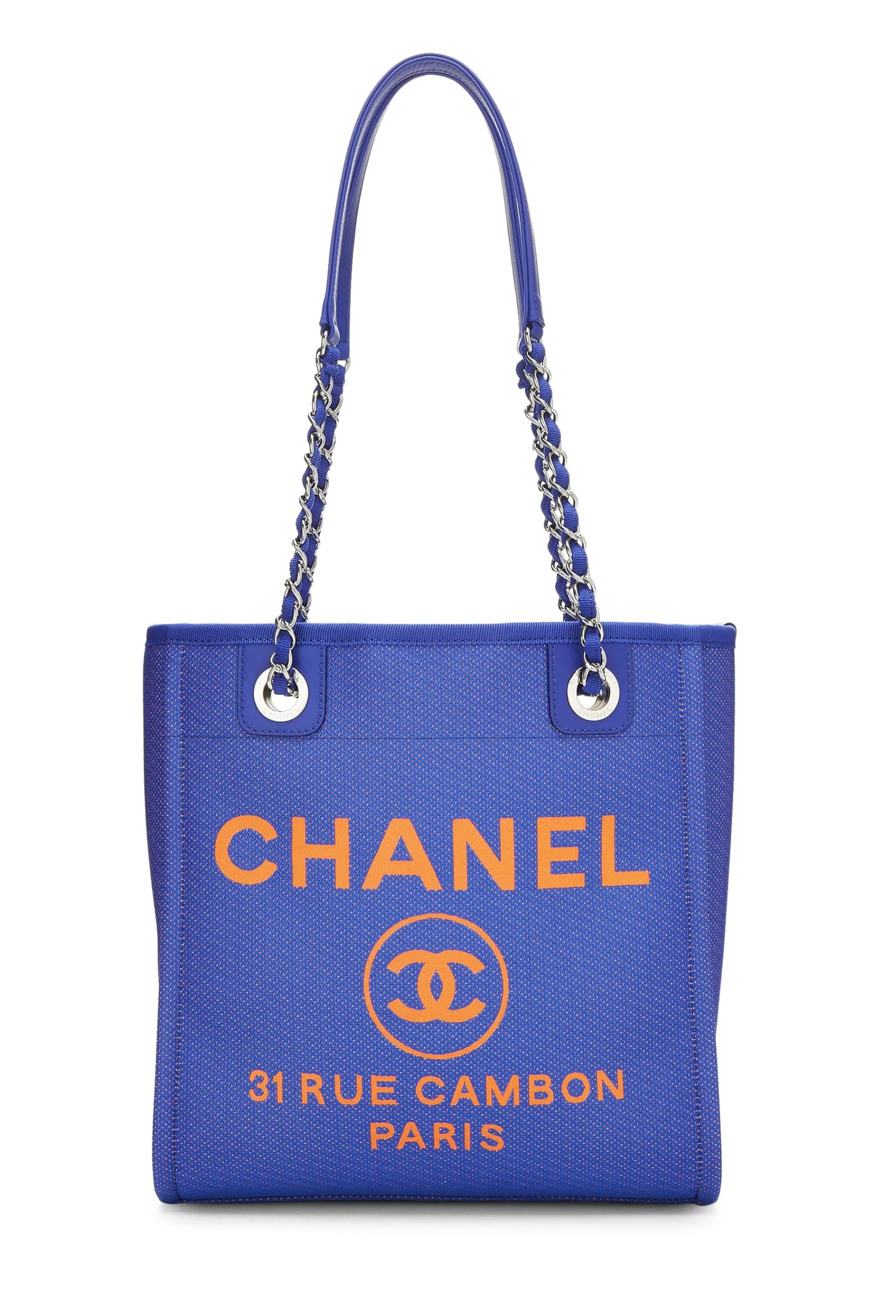 Chanel,  Blue Canvas Deauville Tote Mini, Blue