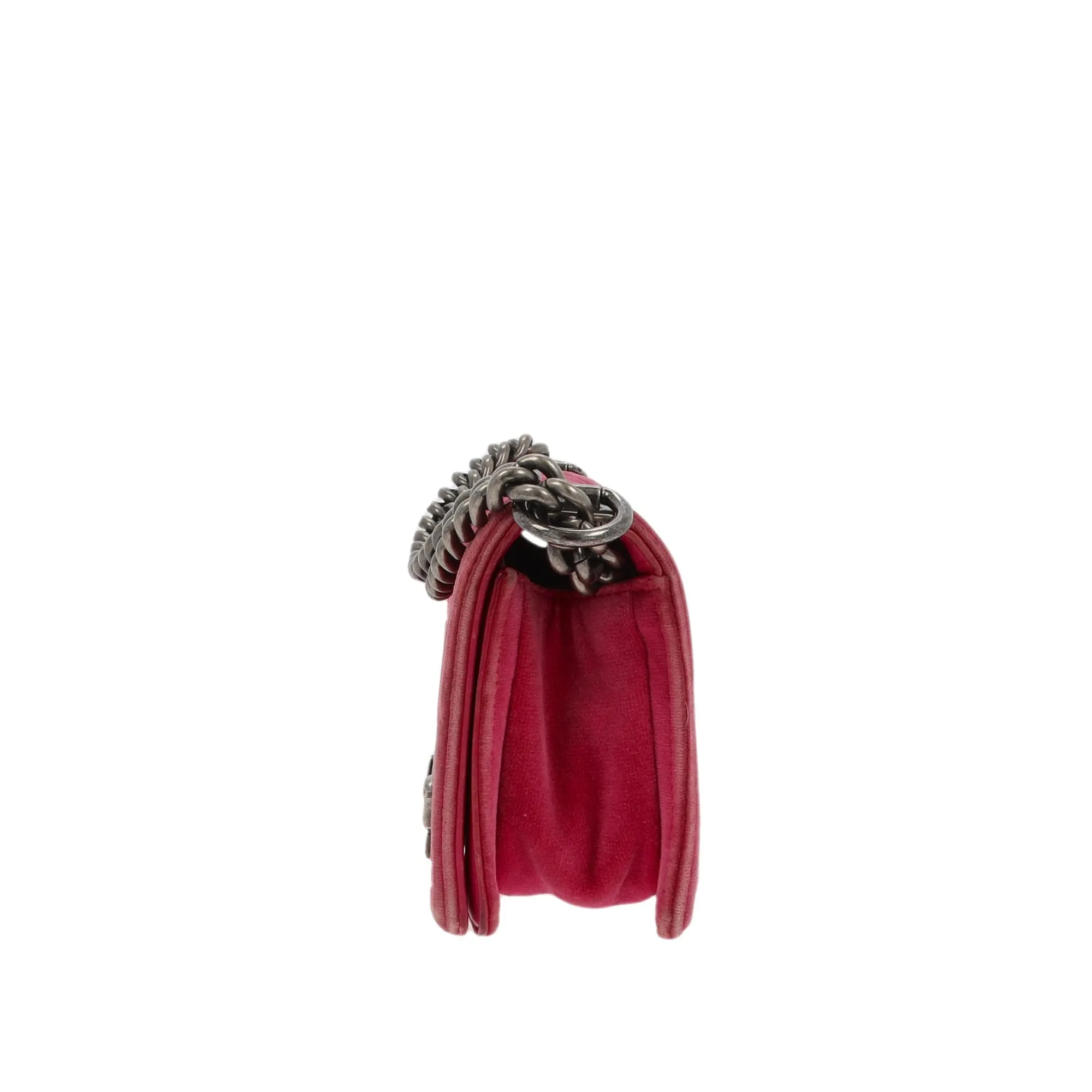 CHANEL Boy Shoulder Bag in Pink Velvet