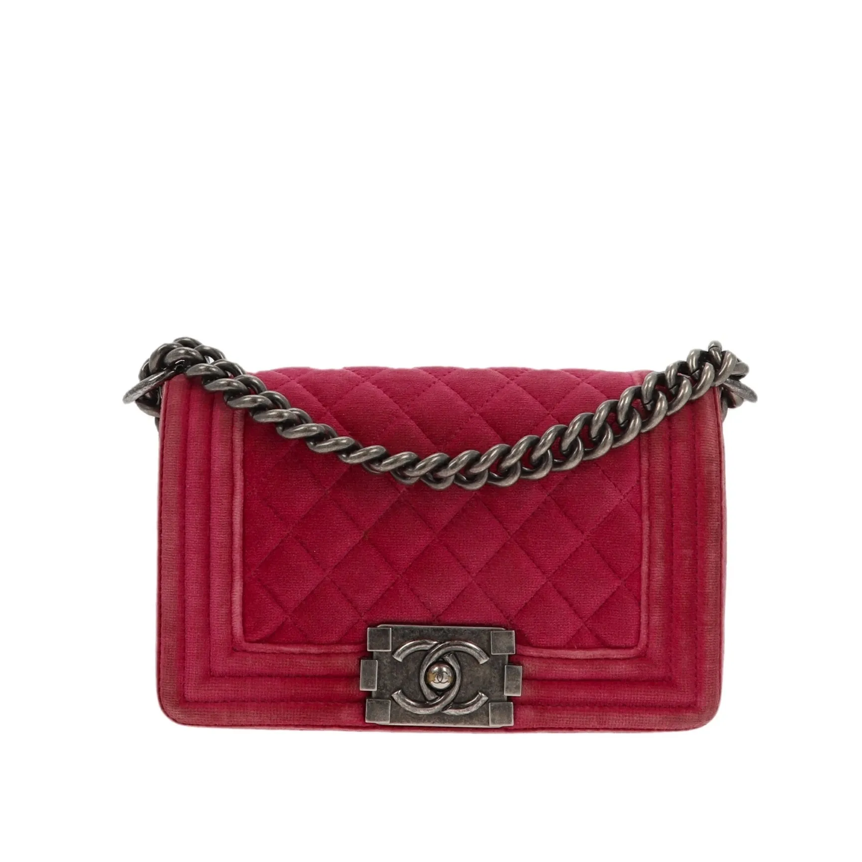 CHANEL Boy Shoulder Bag in Pink Velvet