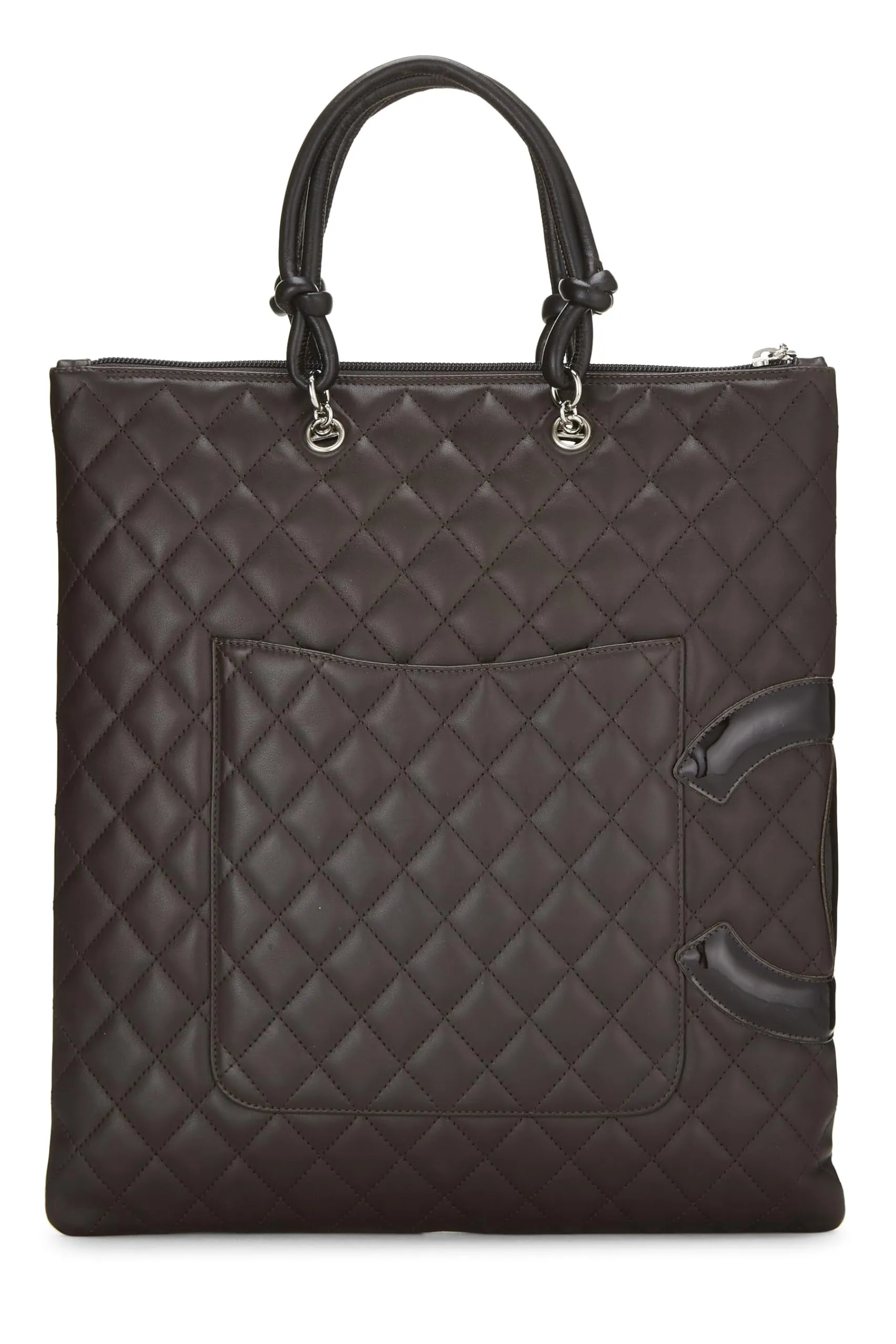 Chanel,  Brown Lambskin Cambon Flat Tote, Brown