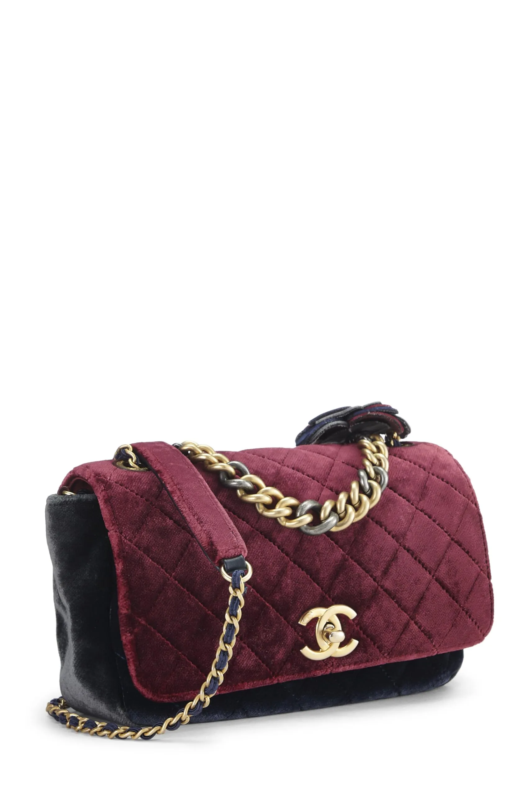 Chanel,  Paris-Cosmopolite Tricolor Velour Private Affair Camellia Flap Bag Medium, Multi