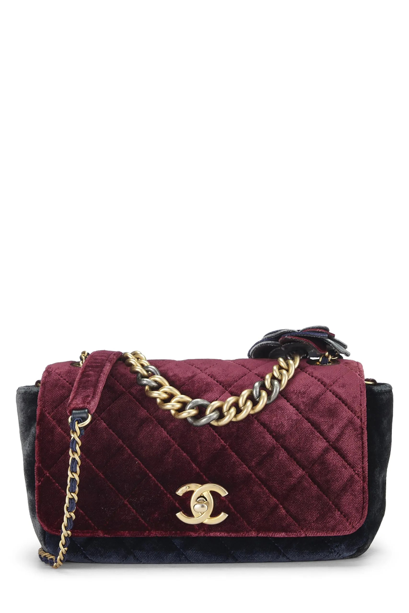 Chanel,  Paris-Cosmopolite Tricolor Velour Private Affair Camellia Flap Bag Medium, Multi