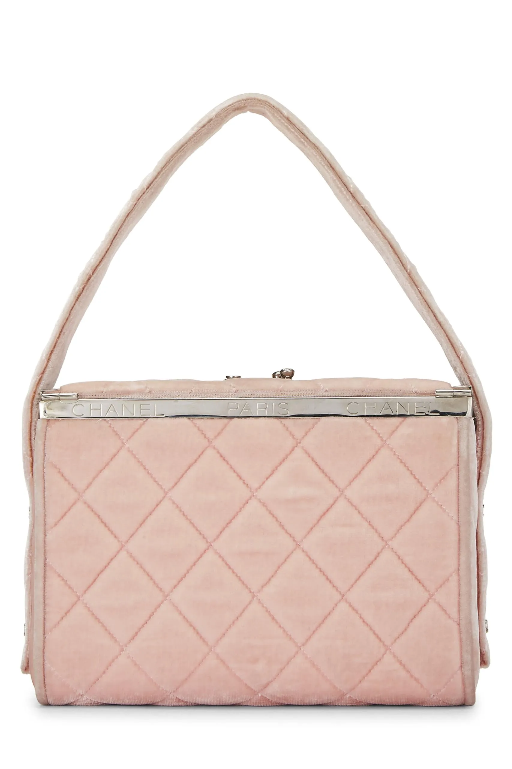 Chanel,  Pink Quilted Velvet Box Vanity Medium, Pink