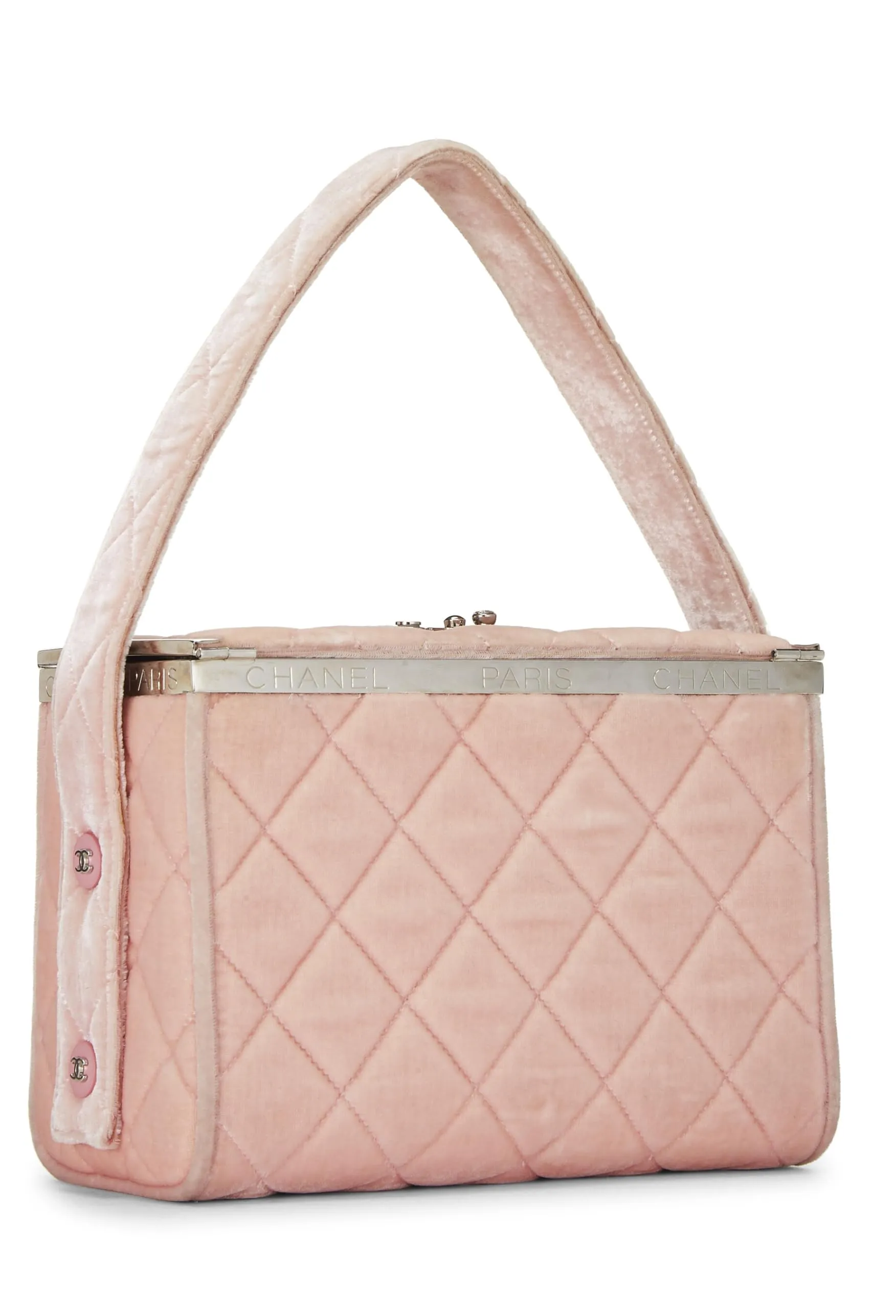Chanel,  Pink Quilted Velvet Box Vanity Medium, Pink