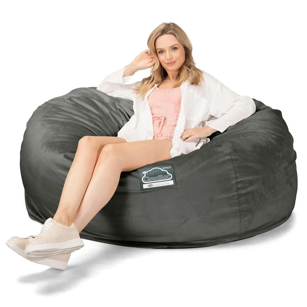 CloudSac 1010 XXL Giant Memory Foam Bean Bag Sofa - Velvet Graphite Grey