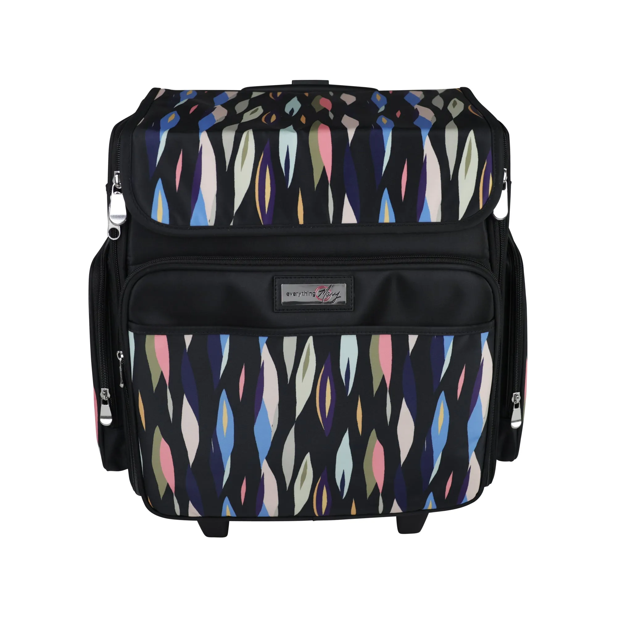 Collapsible Rolling Scrapbook & Featherweight Case, Black Abstract Stripes
