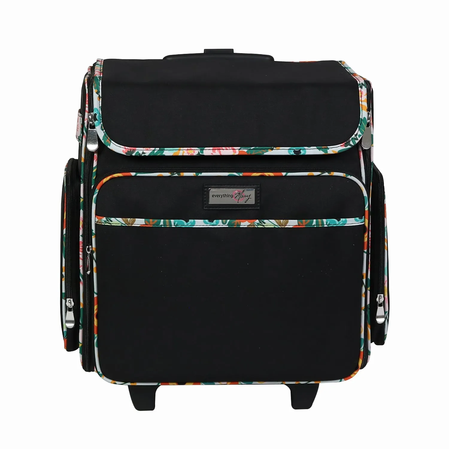 Collapsible Rolling Scrapbook & Featherweight Case, Black & Floral