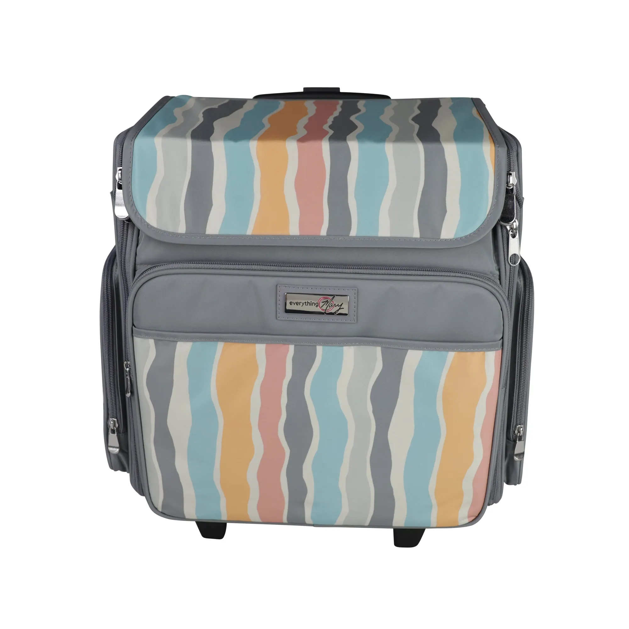 Collapsible Rolling Scrapbook & Featherweight Case, Grey Stripes