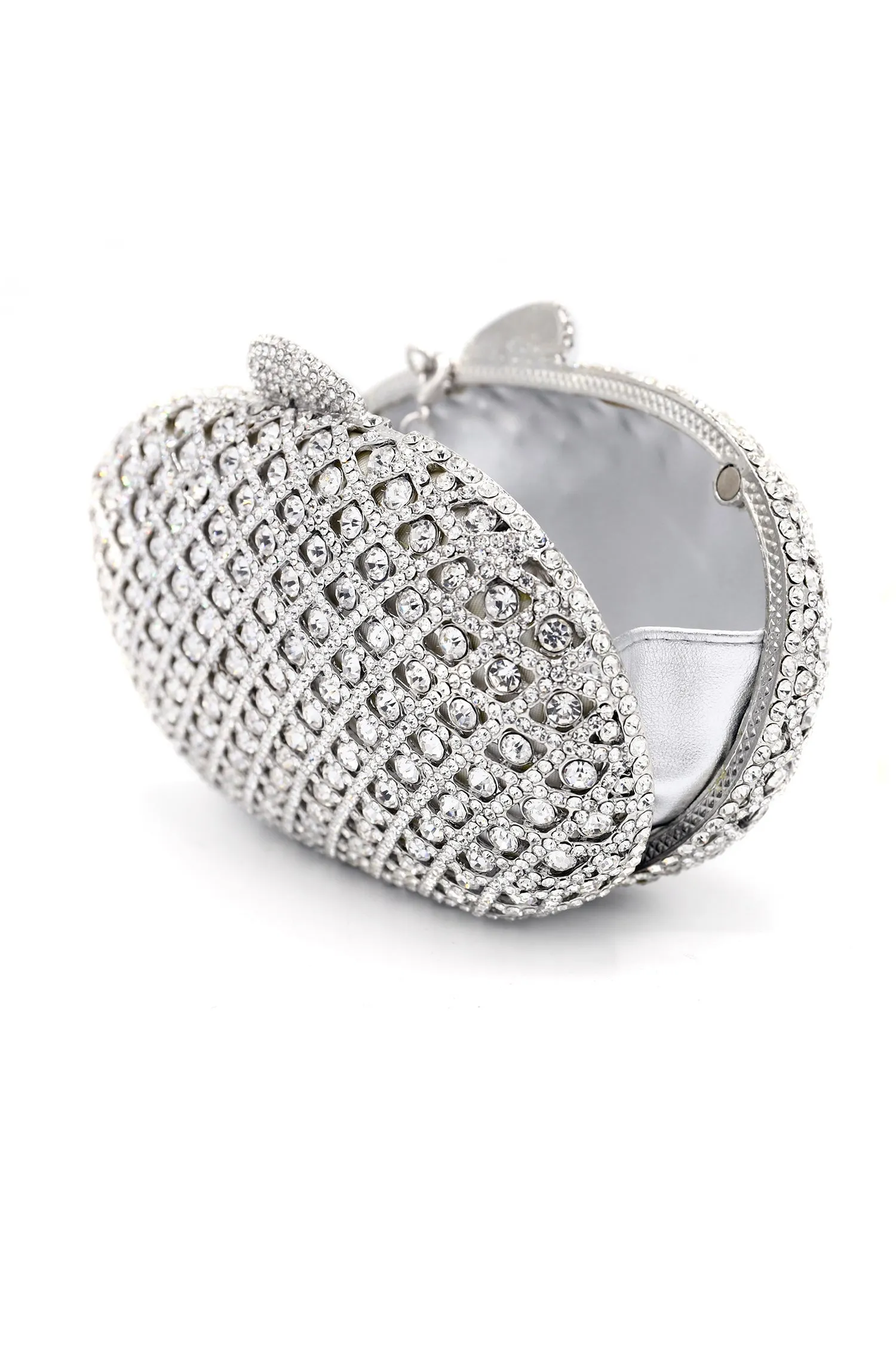 CRYSTAL MESH CLUTCH-SILVER
