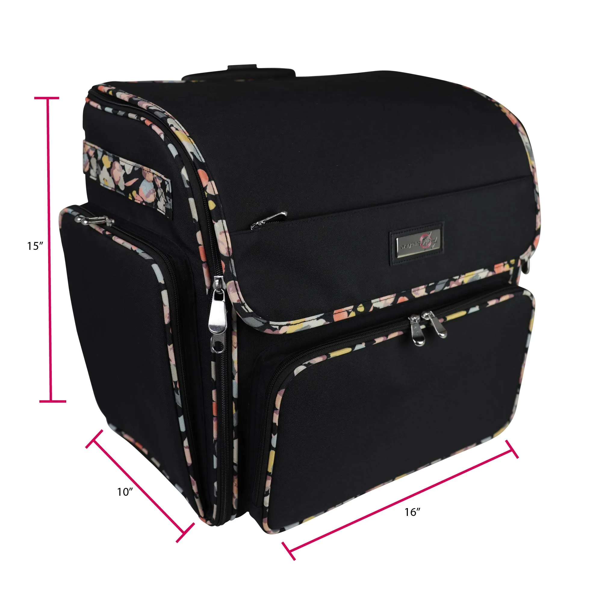 Deluxe Collapsible Rolling Scrapbook Case, Black & Floral