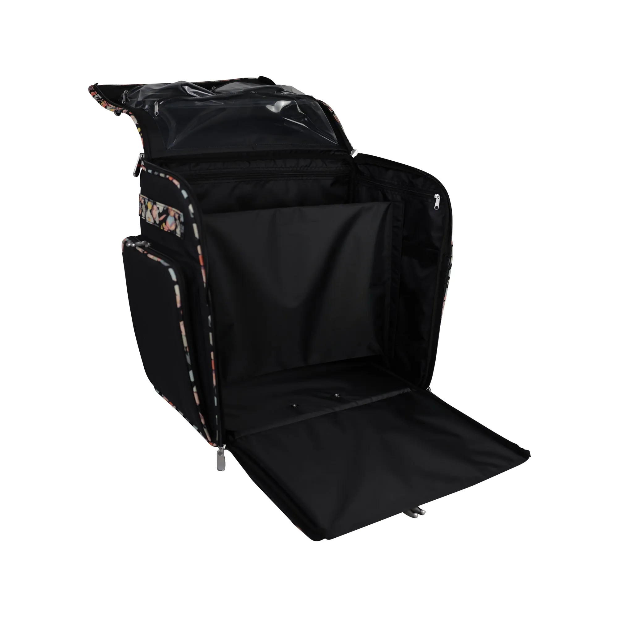 Deluxe Collapsible Rolling Scrapbook Case, Black & Floral