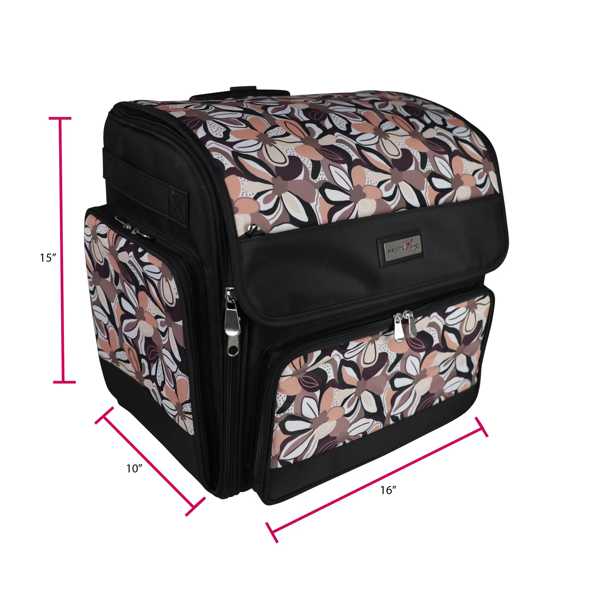 Deluxe Collapsible Rolling Scrapbook Case, Brown & Floral