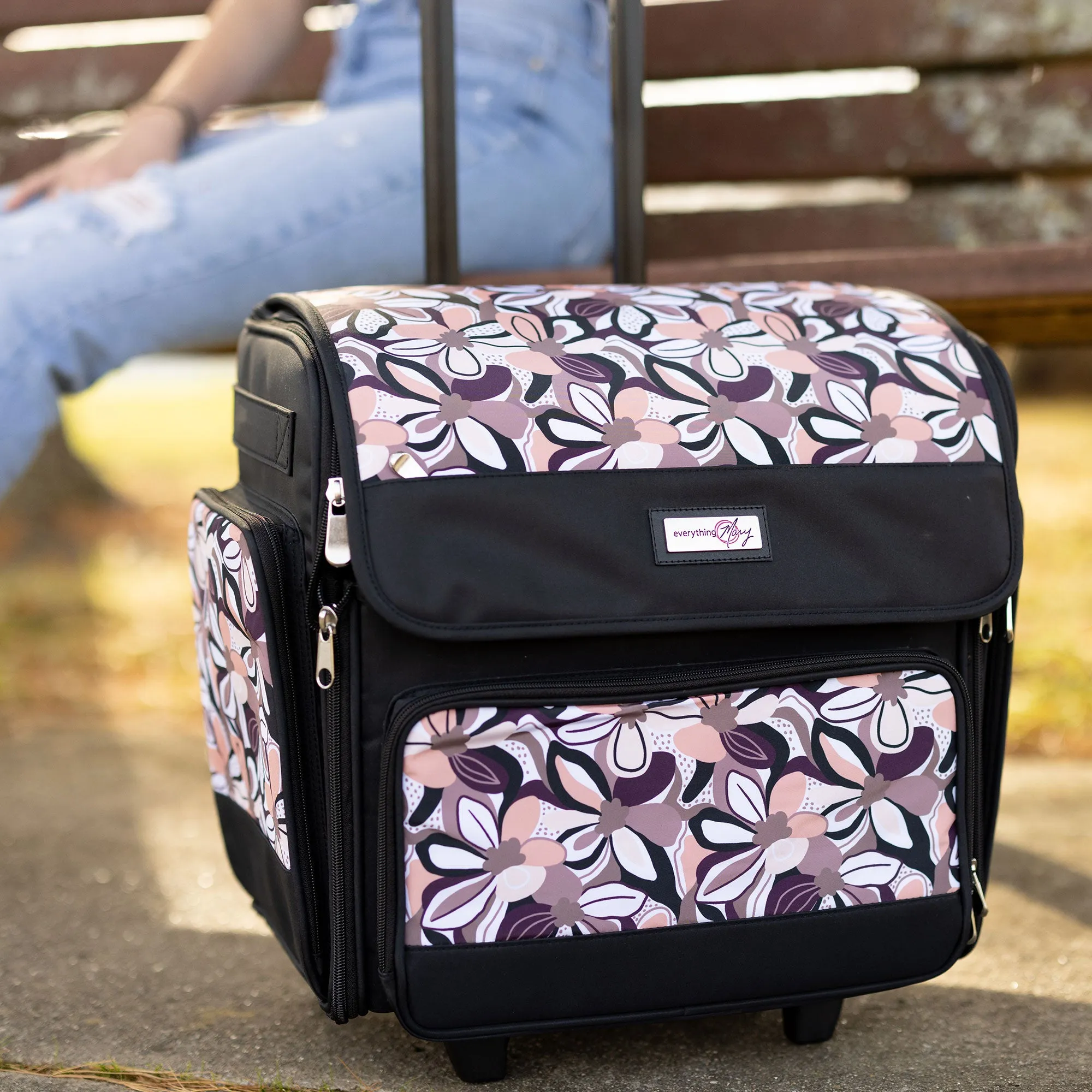 Deluxe Collapsible Rolling Scrapbook Case, Brown & Floral