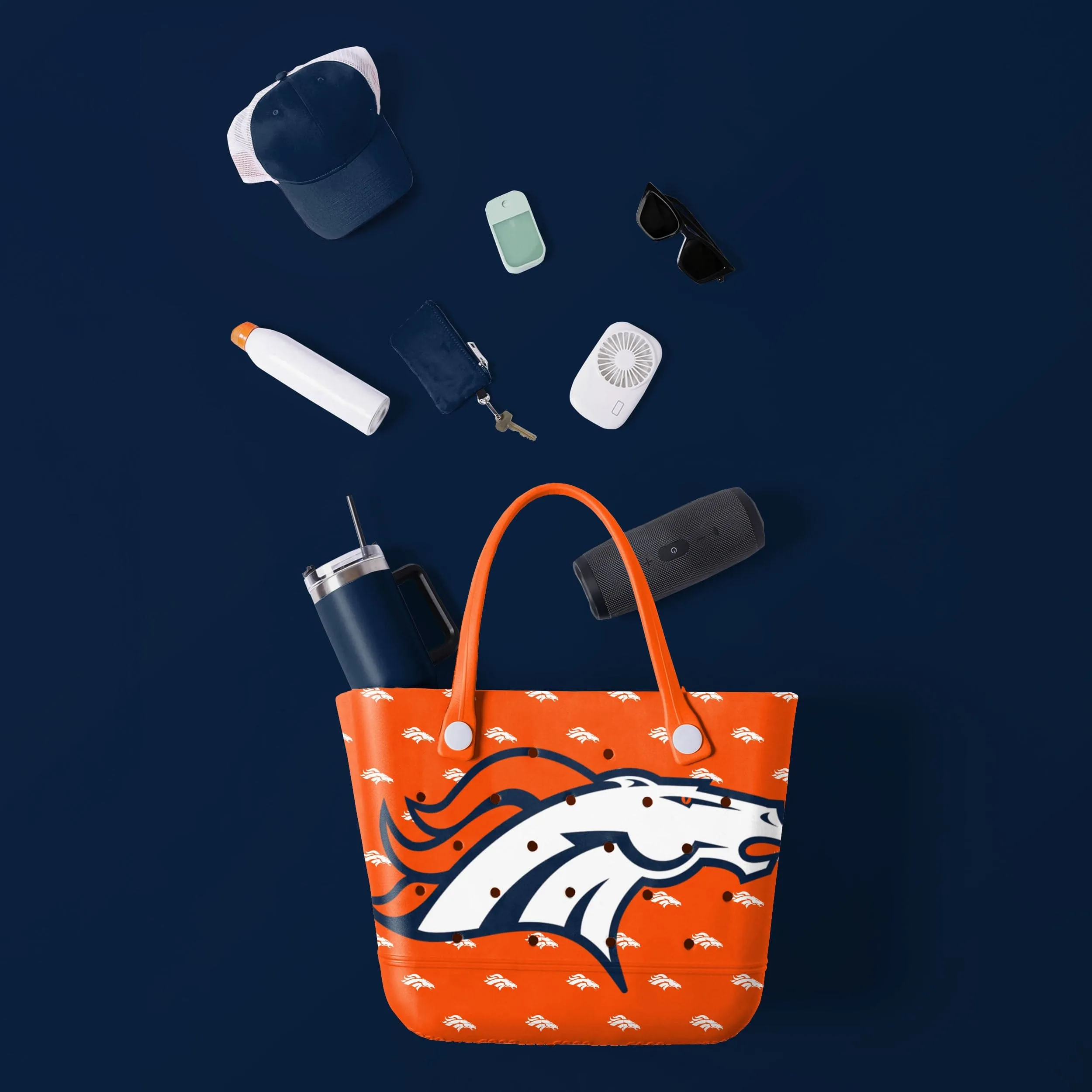 Denver Broncos NFL Big Logo Mini Print Tailgate Tote Bag