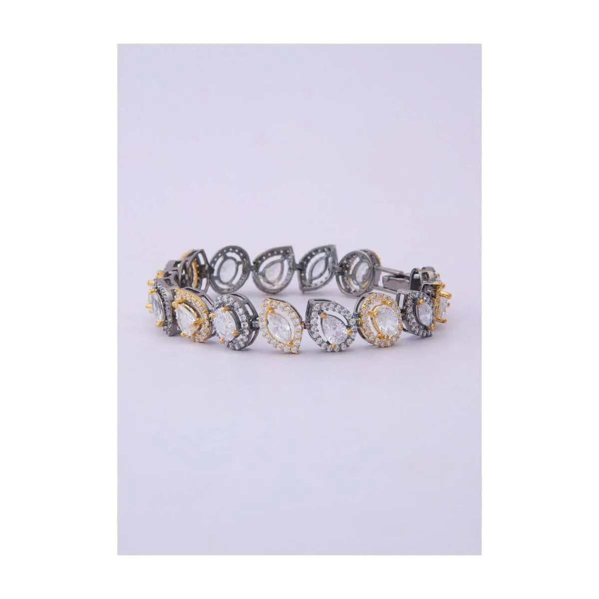 Diamond And Crystal Studded Bracelet In Marquise , Oval And Tear Drop Shape Online - Kalki Fashion