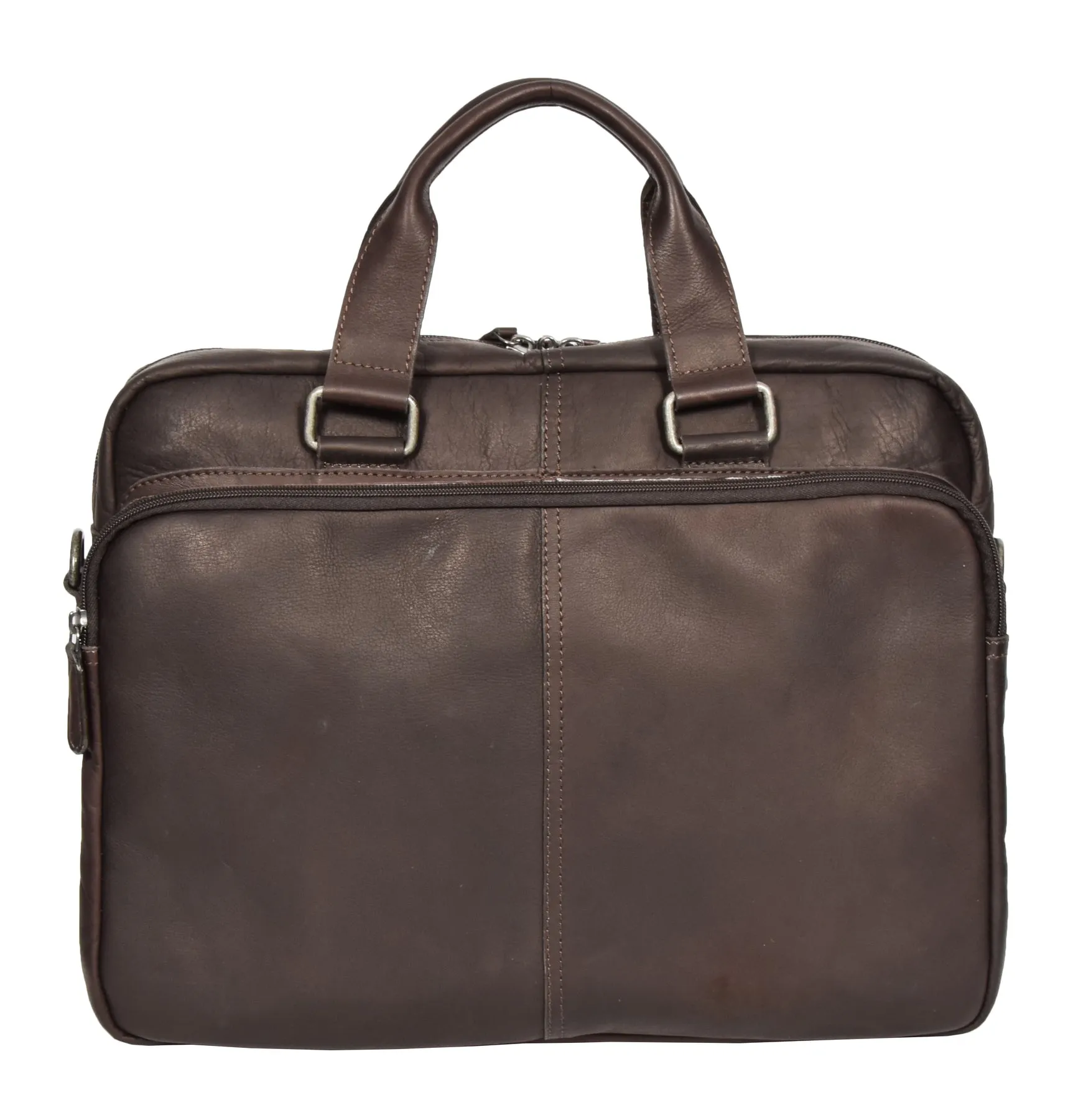 DR279 Men's Briefcase Genuine Soft Leather Laptop Bag Brown