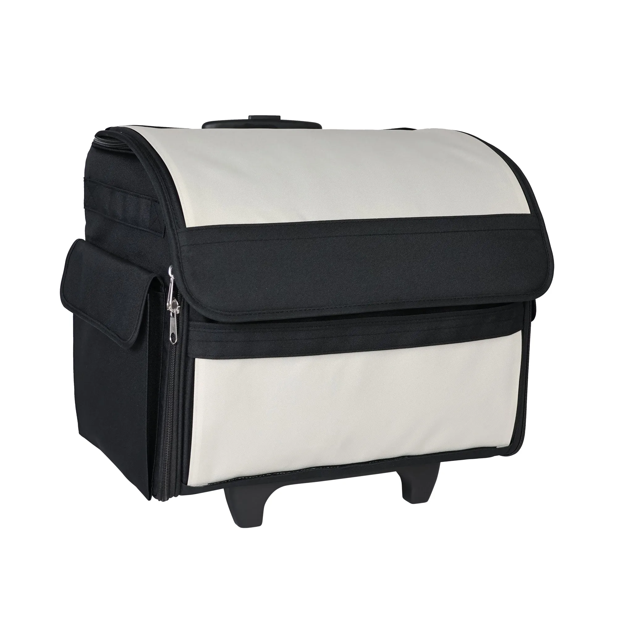 Everything Mary Collapsible Rolling Sewing Machine Tote - Premium Polyester Construction - Universal Fit - Portable with Dual Wheels and Telescoping Handle - Solid Tan