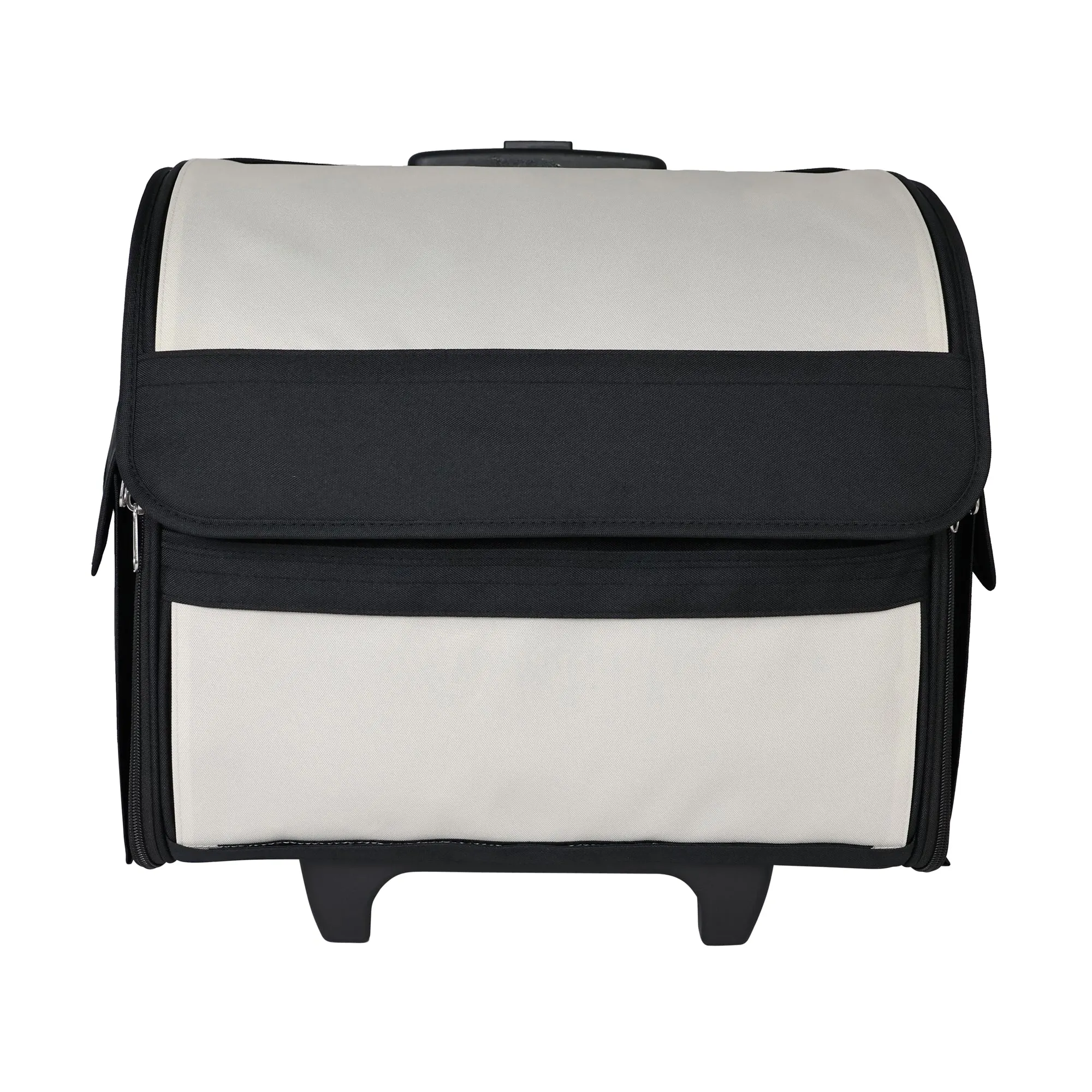 Everything Mary Collapsible Rolling Sewing Machine Tote - Premium Polyester Construction - Universal Fit - Portable with Dual Wheels and Telescoping Handle - Solid Tan