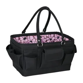 Everything Mary Deluxe Store and Tote - Craft Organizer and Storage Bag with 13 Pockets - Collapsible and Portable Art Supply Caddy for Sewing, Scrapbooking, Painting - Purple Floral